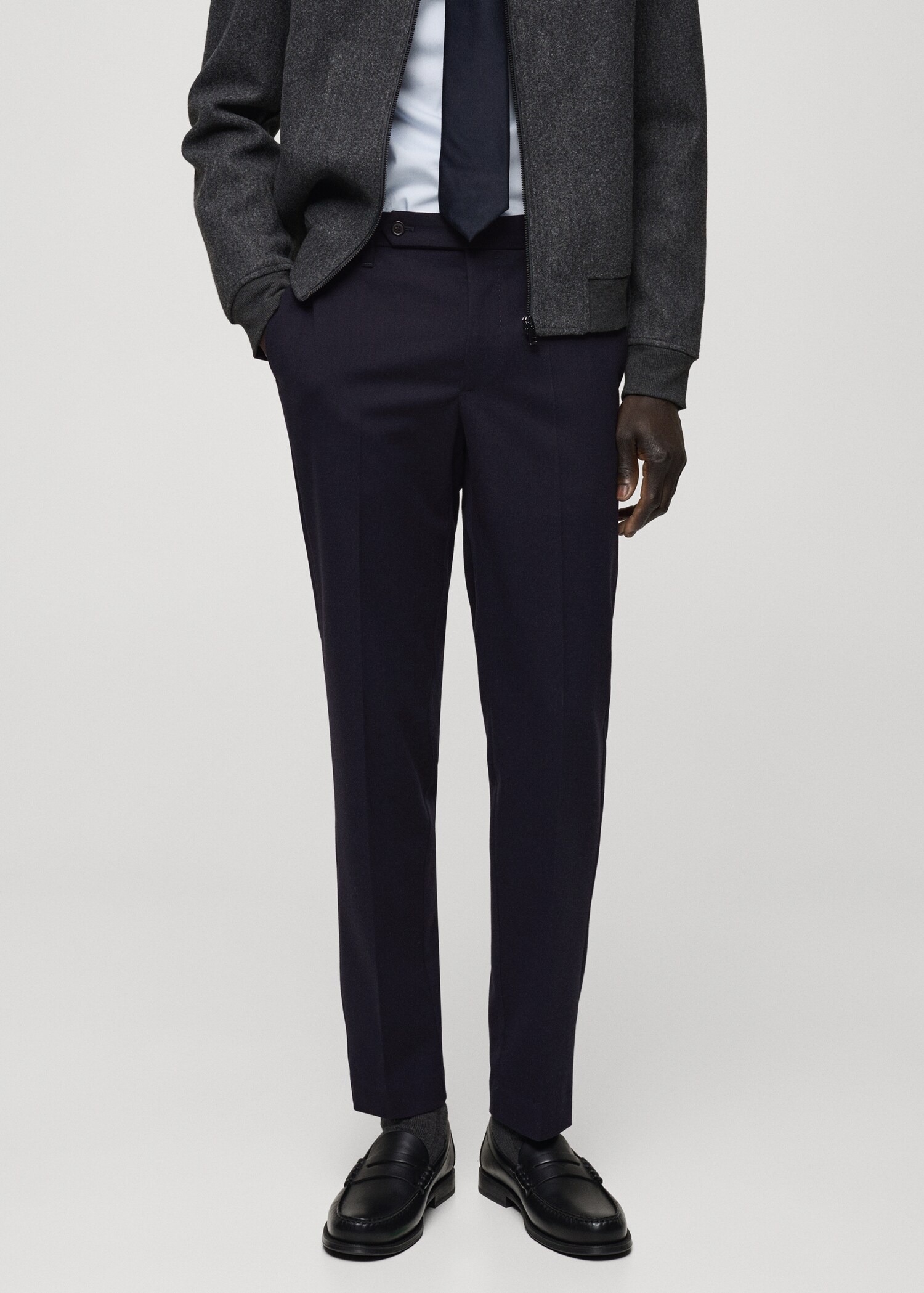 Slim-fit flannel trousers - Medium plane
