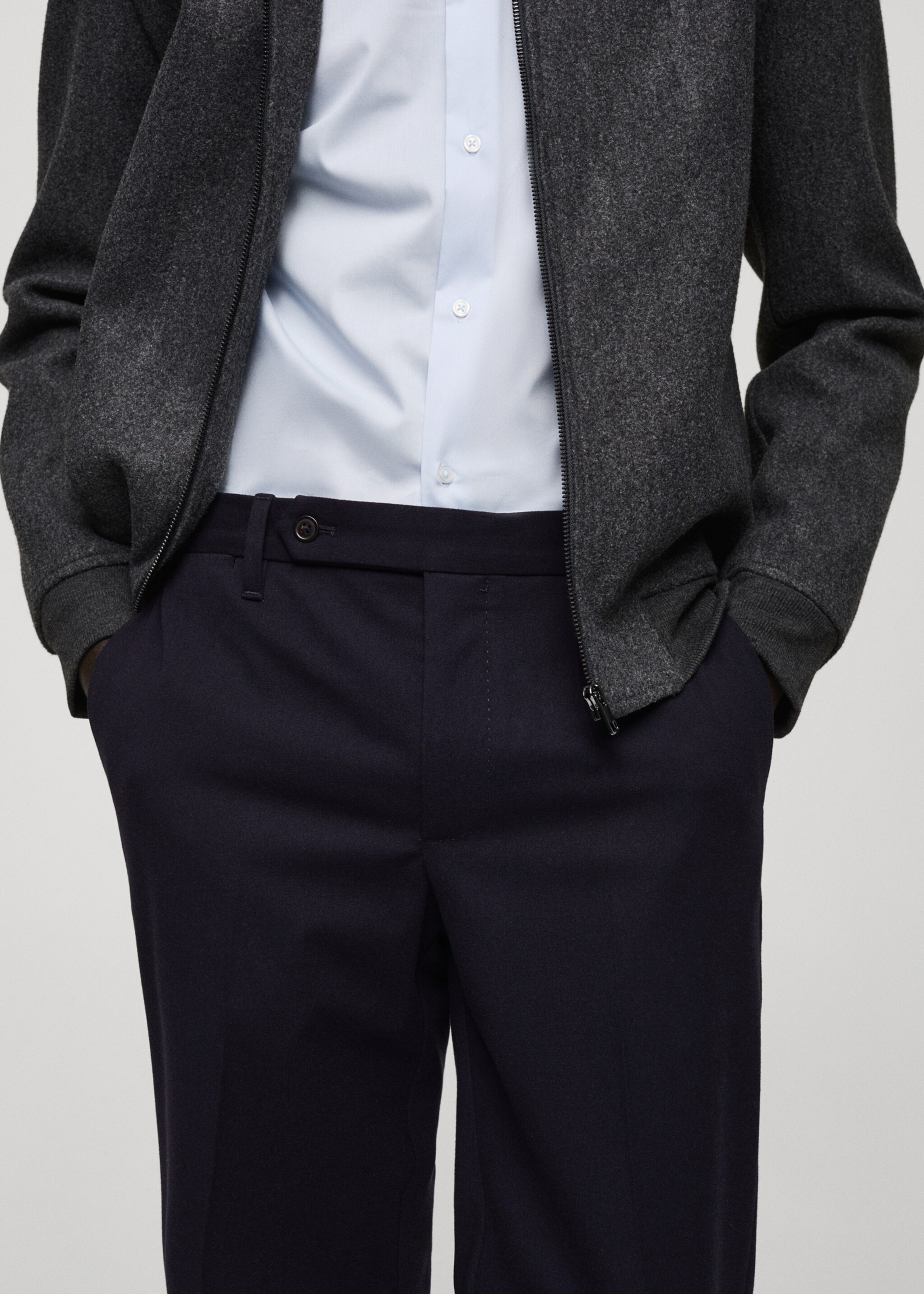 Slim-fit flannel trousers - Details of the article 1