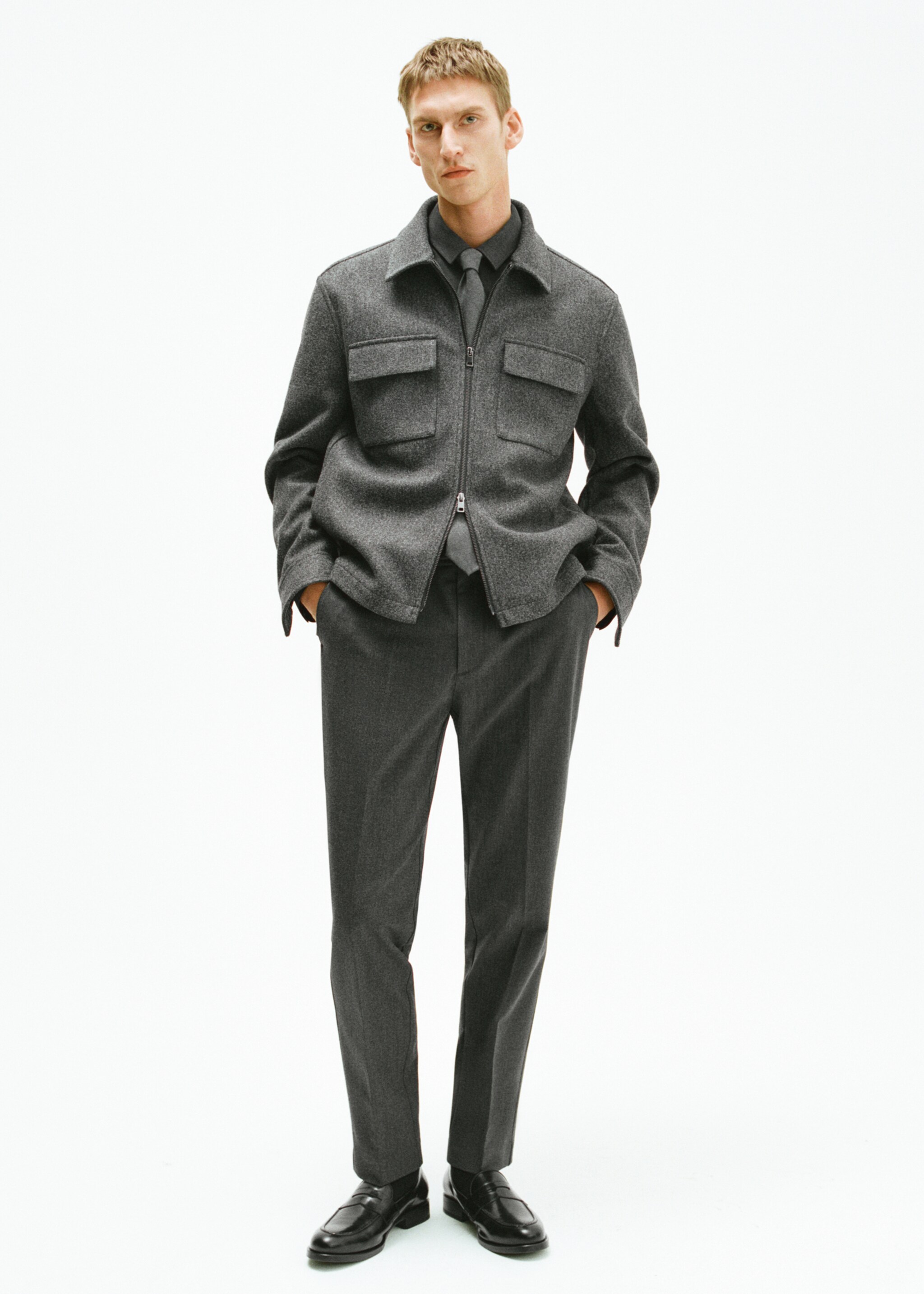Slim-fit flannel trousers - Details of the article 5