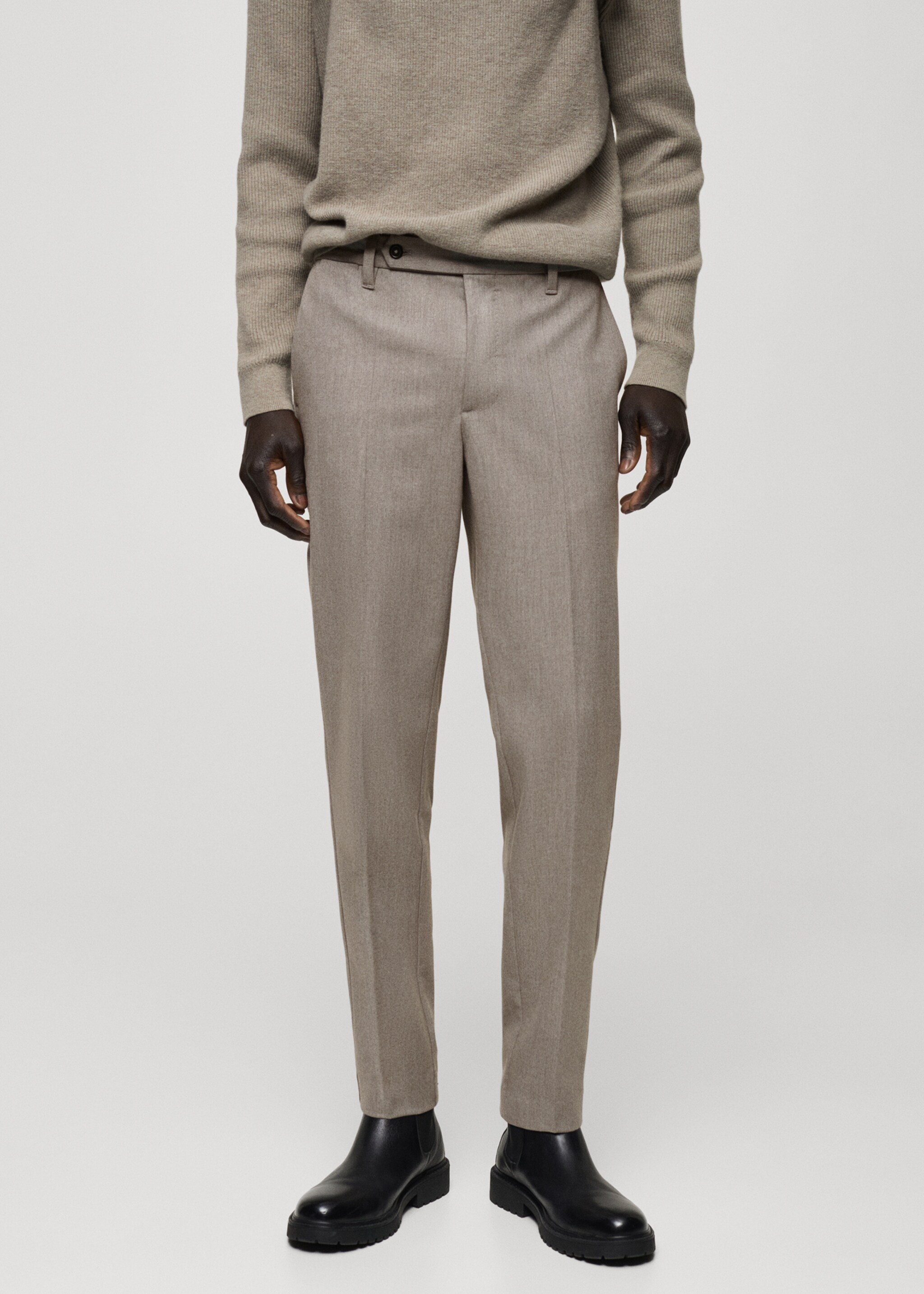 Slim-fit flannel trousers - Medium plane