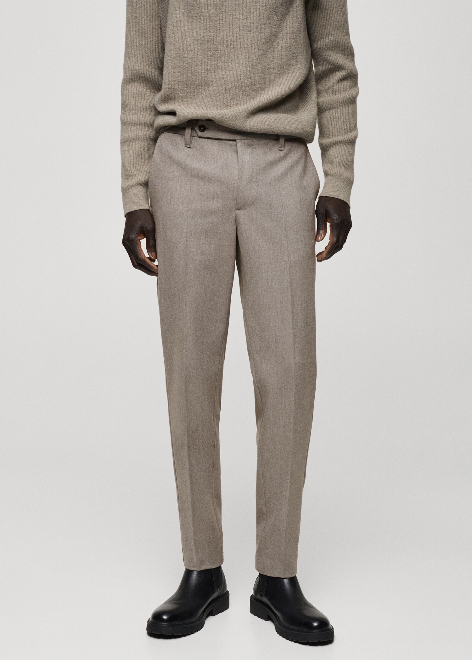 Slim-fit flannel trousers - Medium plane