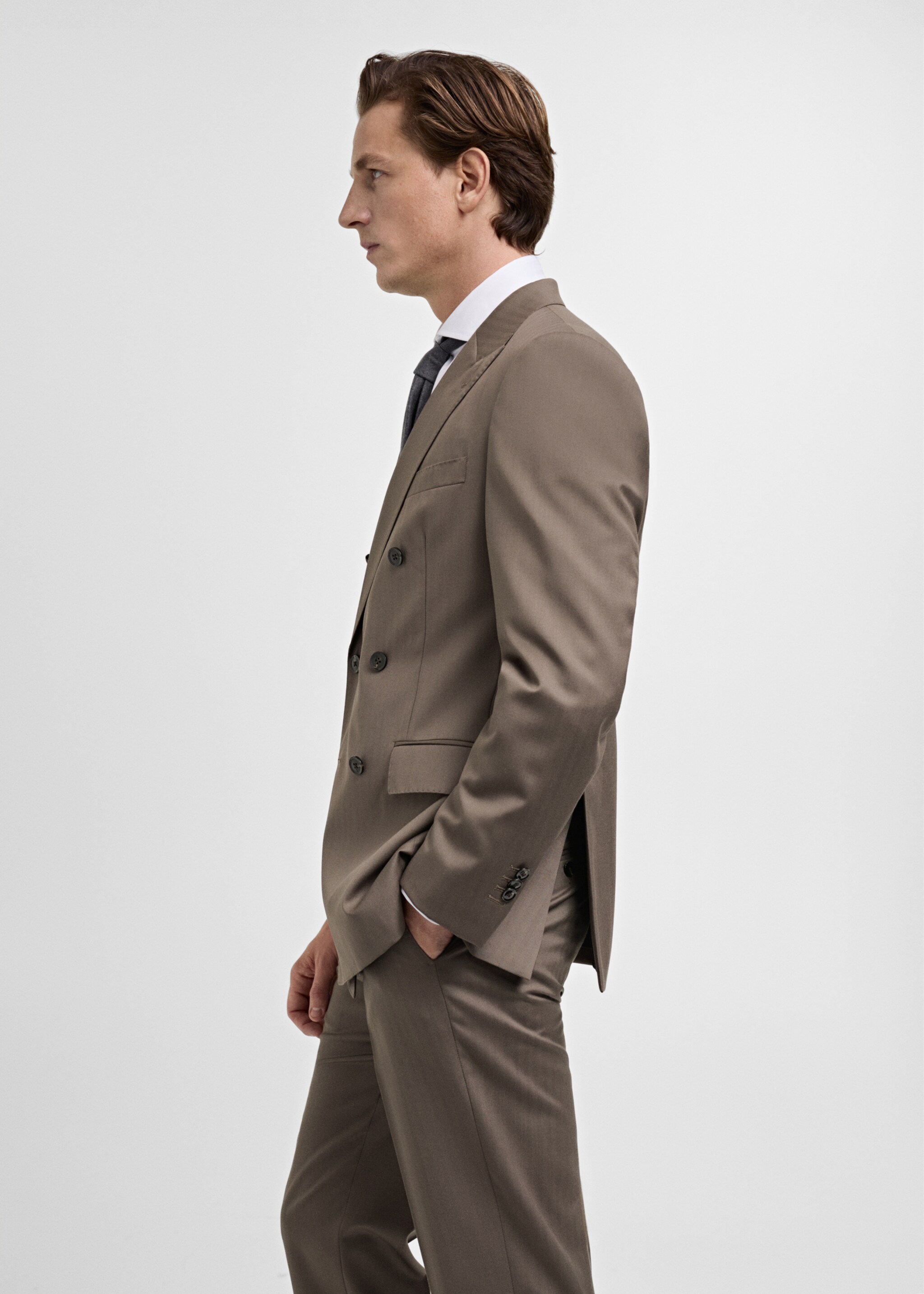 100% wool double-breasted herringbone suit jacket - Details of the article 2
