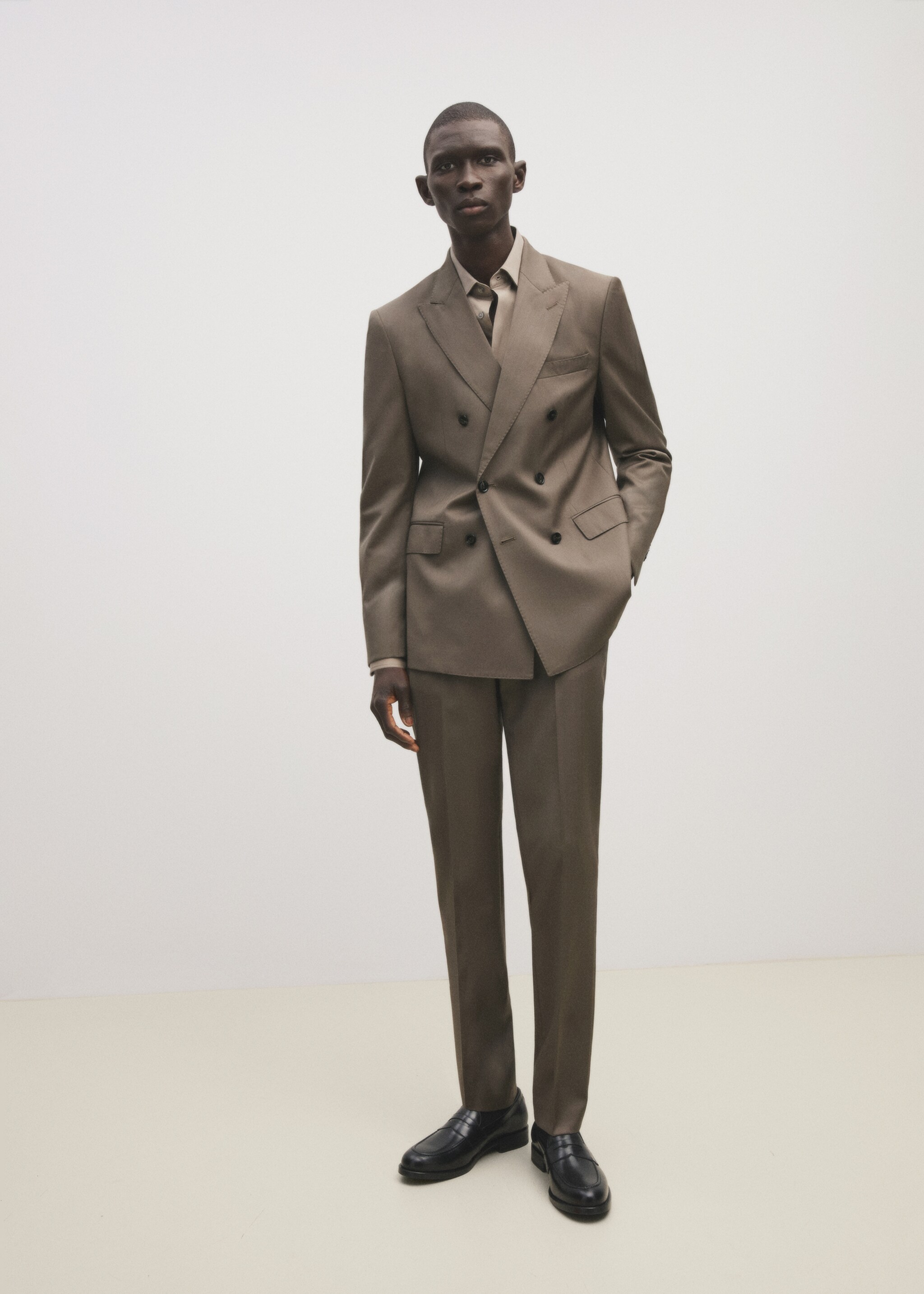 100% wool double-breasted herringbone suit jacket - Details of the article 5