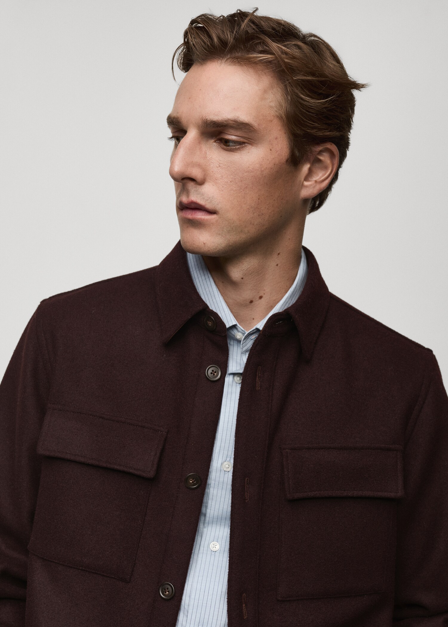 Flannel wool overshirt with pockets - Details of the article 1