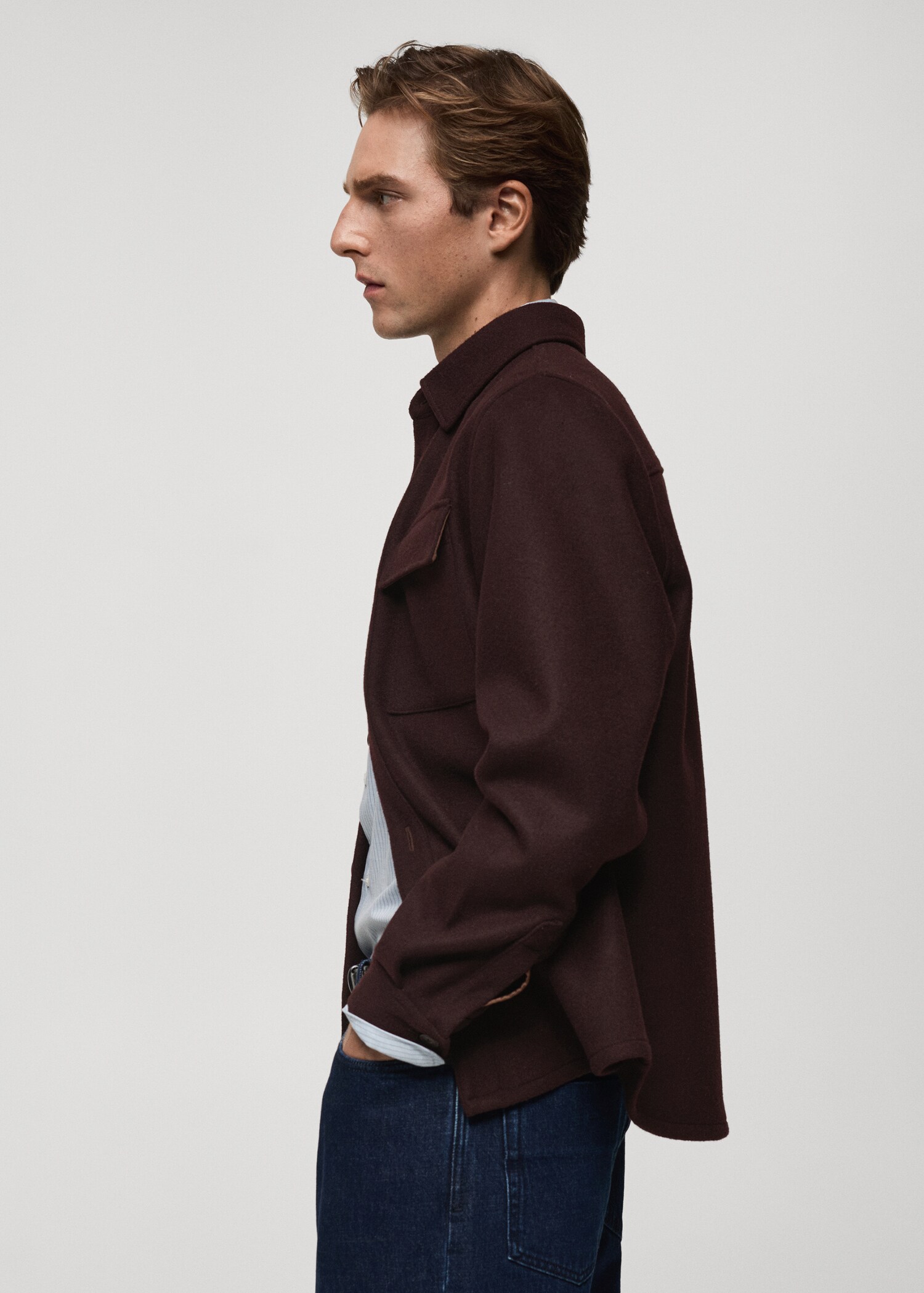 Flannel wool overshirt with pockets - Details of the article 2