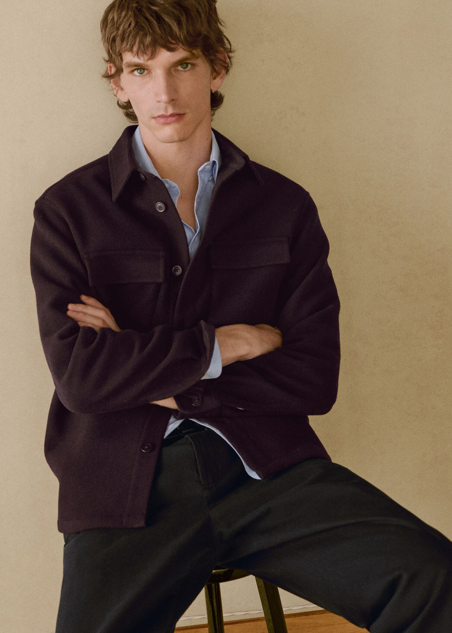 Flannel wool overshirt with pockets - Details of the article 3