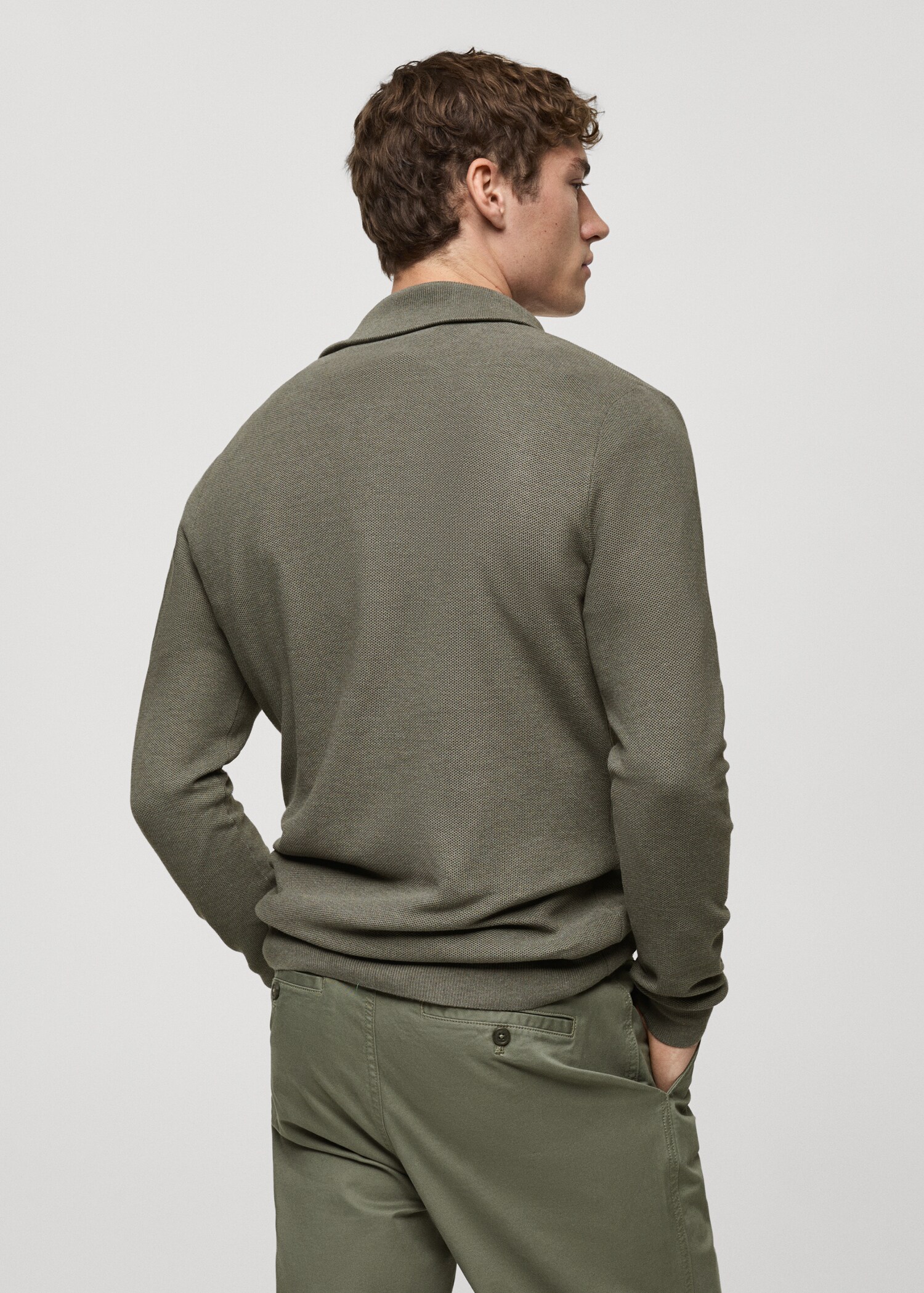 Microstructure sweater with zipper collar - Reverse of the article