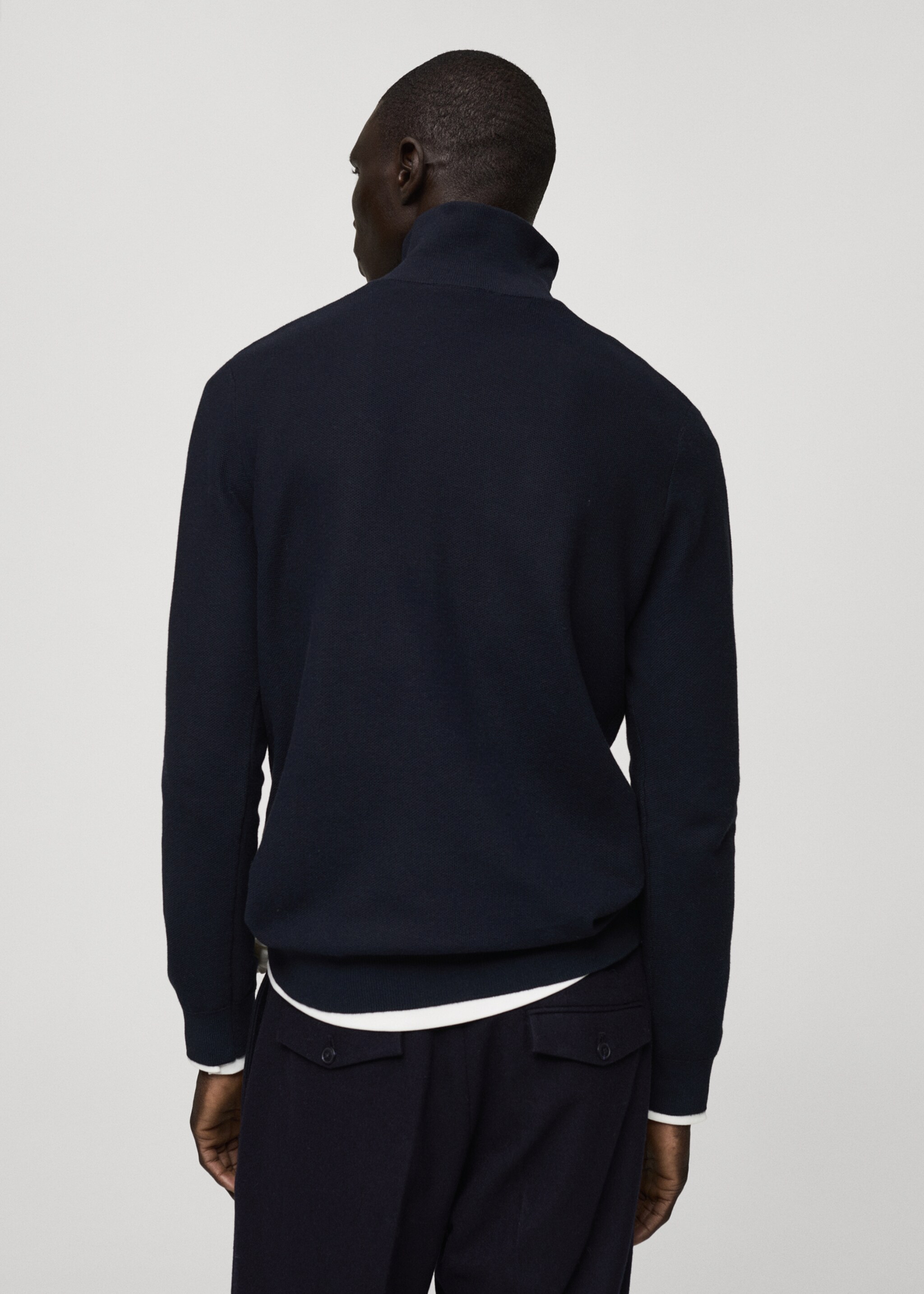 Microstructure sweater with zipper collar - Reverse of the article
