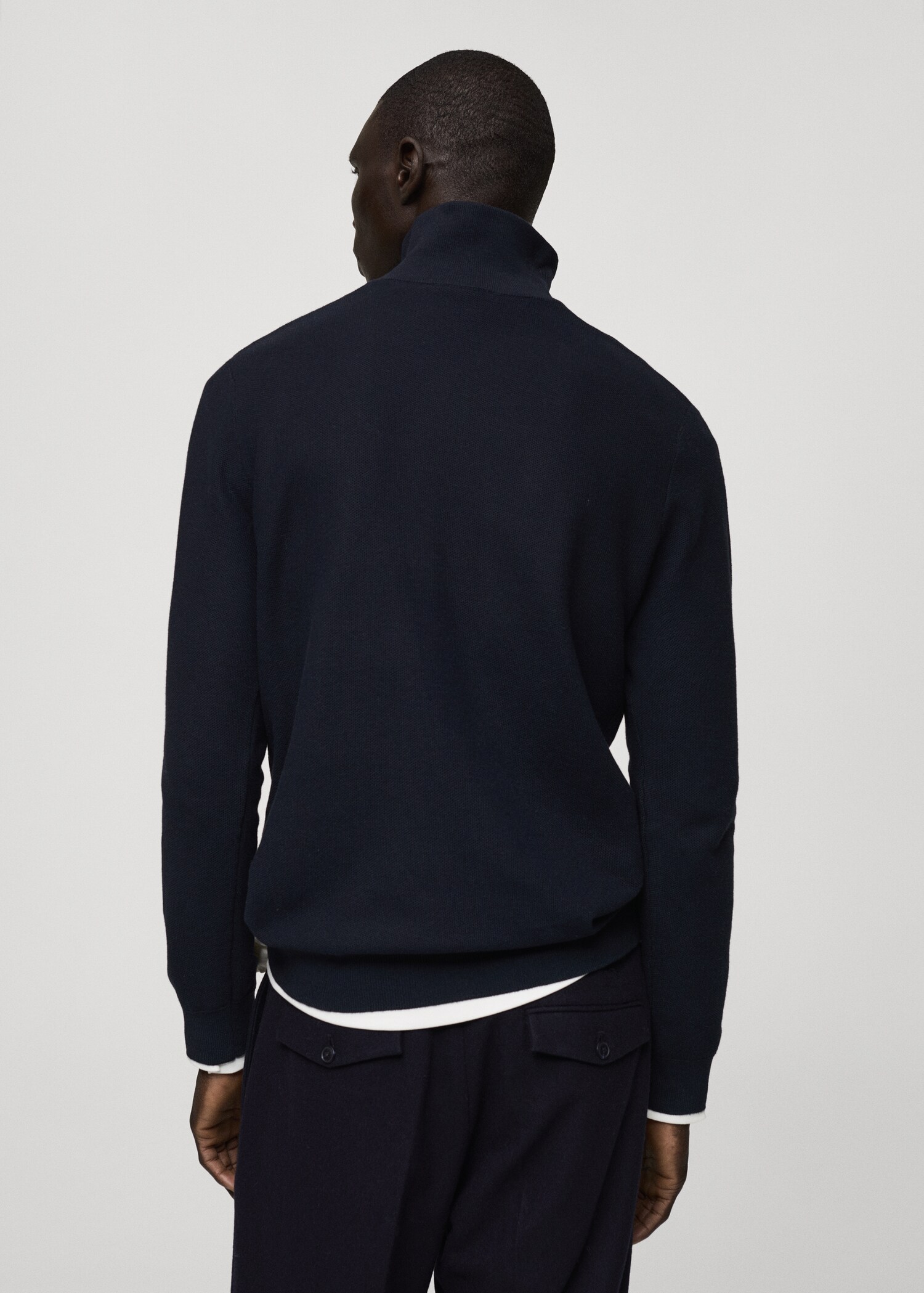 Microstructure sweater with zipper collar - Reverse of the article