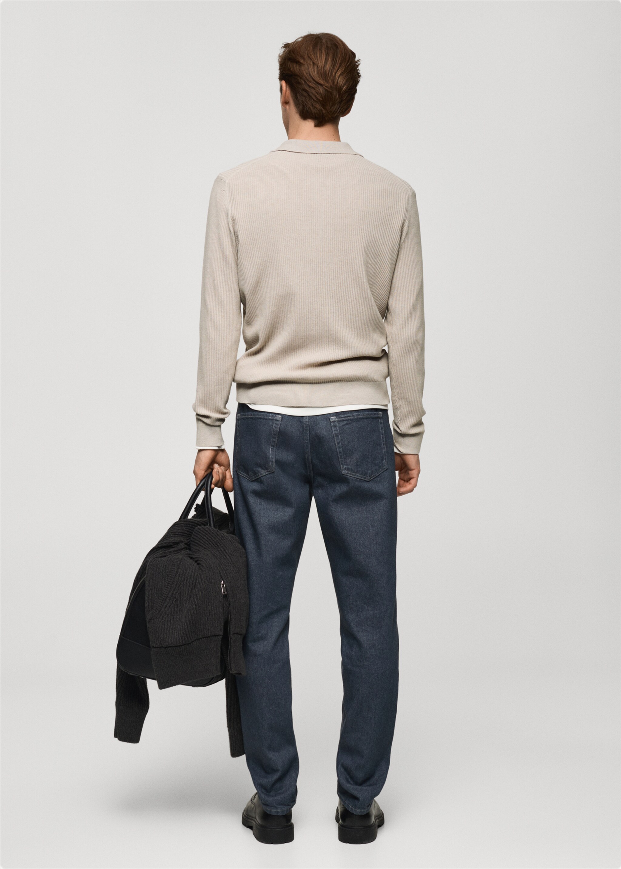 Cotton-blend ribbed polo sweater - Reverse of the article