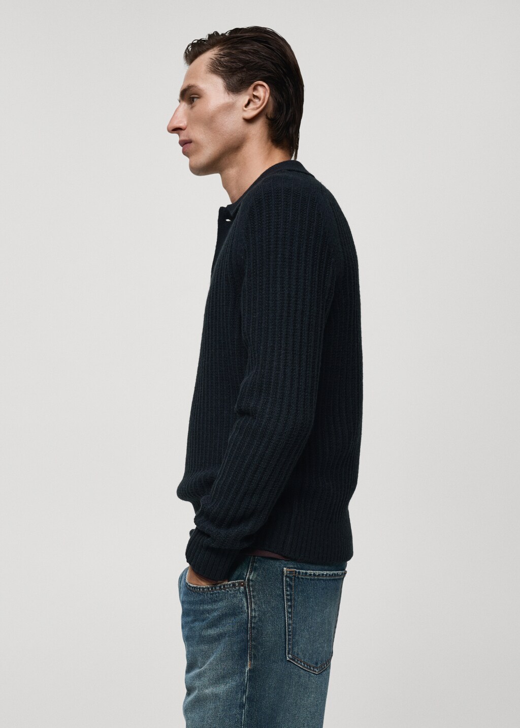 Ribbed polo-neck sweater - Men | MANGO USA Ribbed polo-neck sweater - Men | MANGO USA