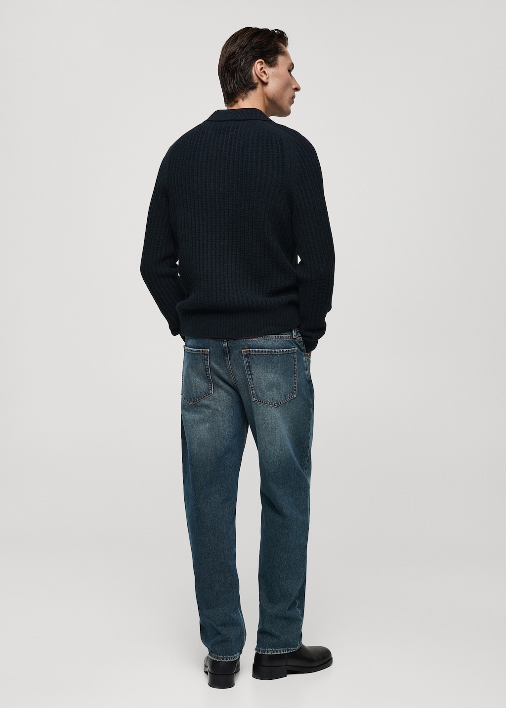 Ribbed polo-neck sweater - Men | MANGO USA Ribbed polo-neck sweater - Men | MANGO USA