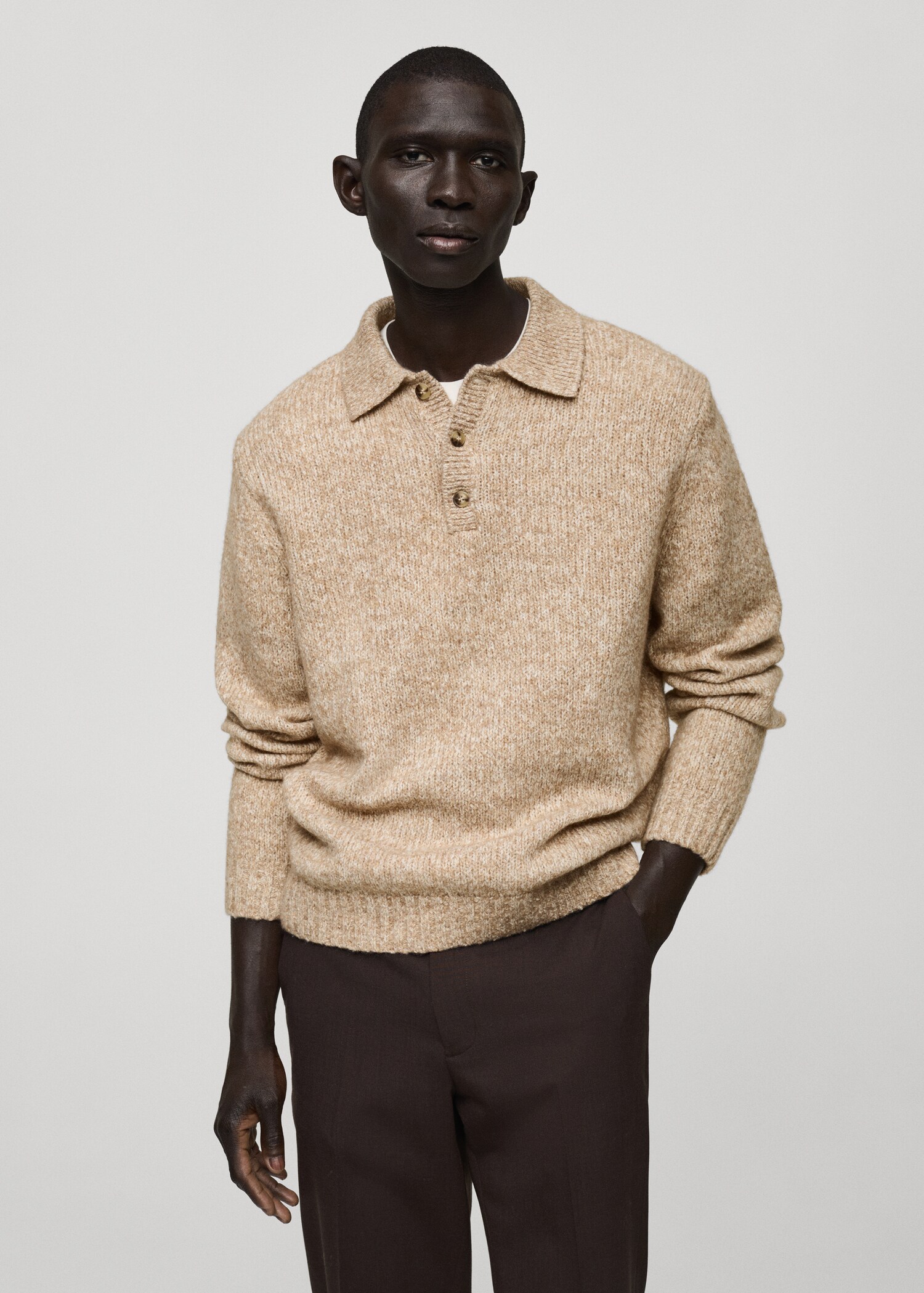 Pullover polo maglia misto lana - Piano medio