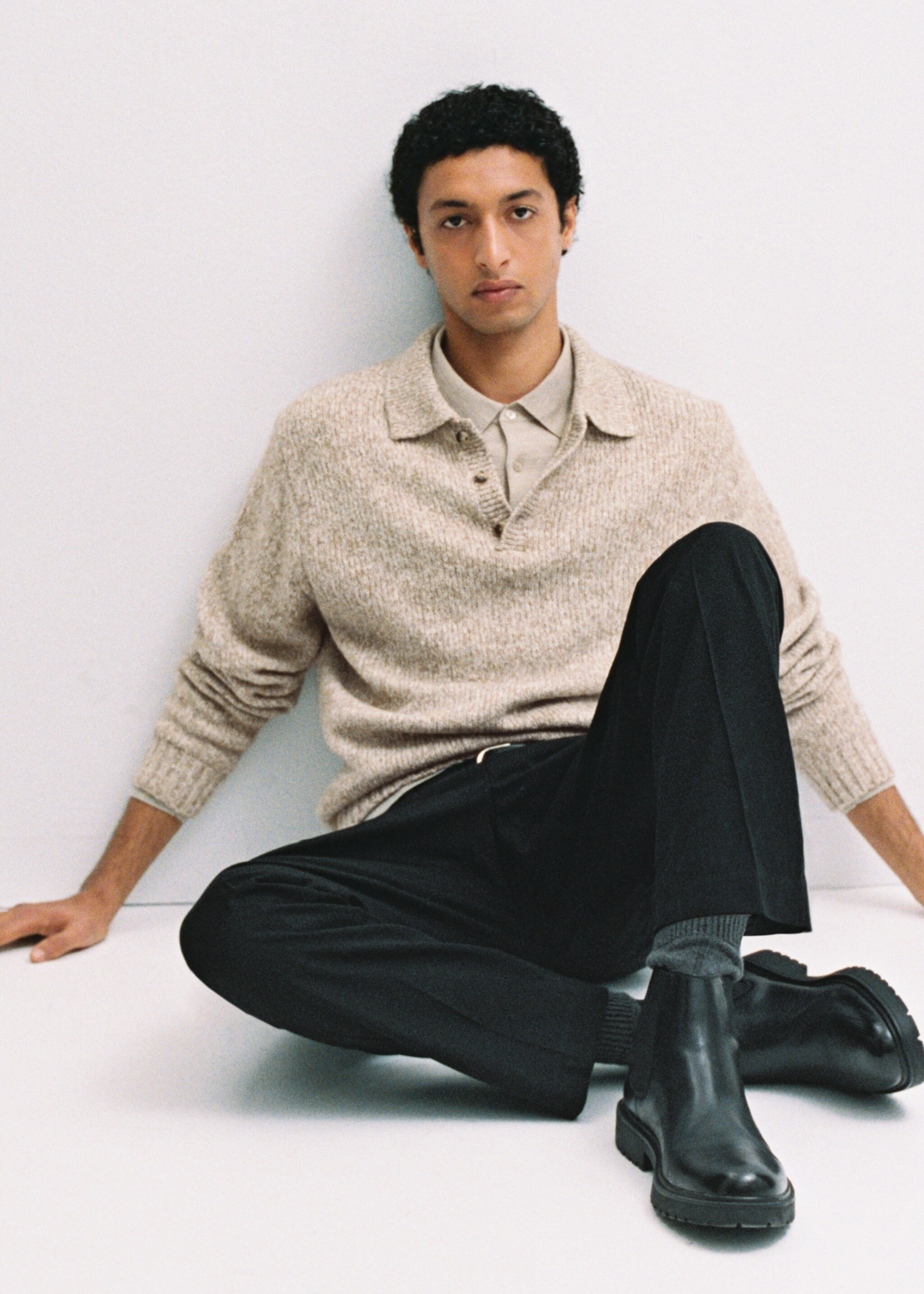 Knitted wool blend polo sweater - Details of the article 5