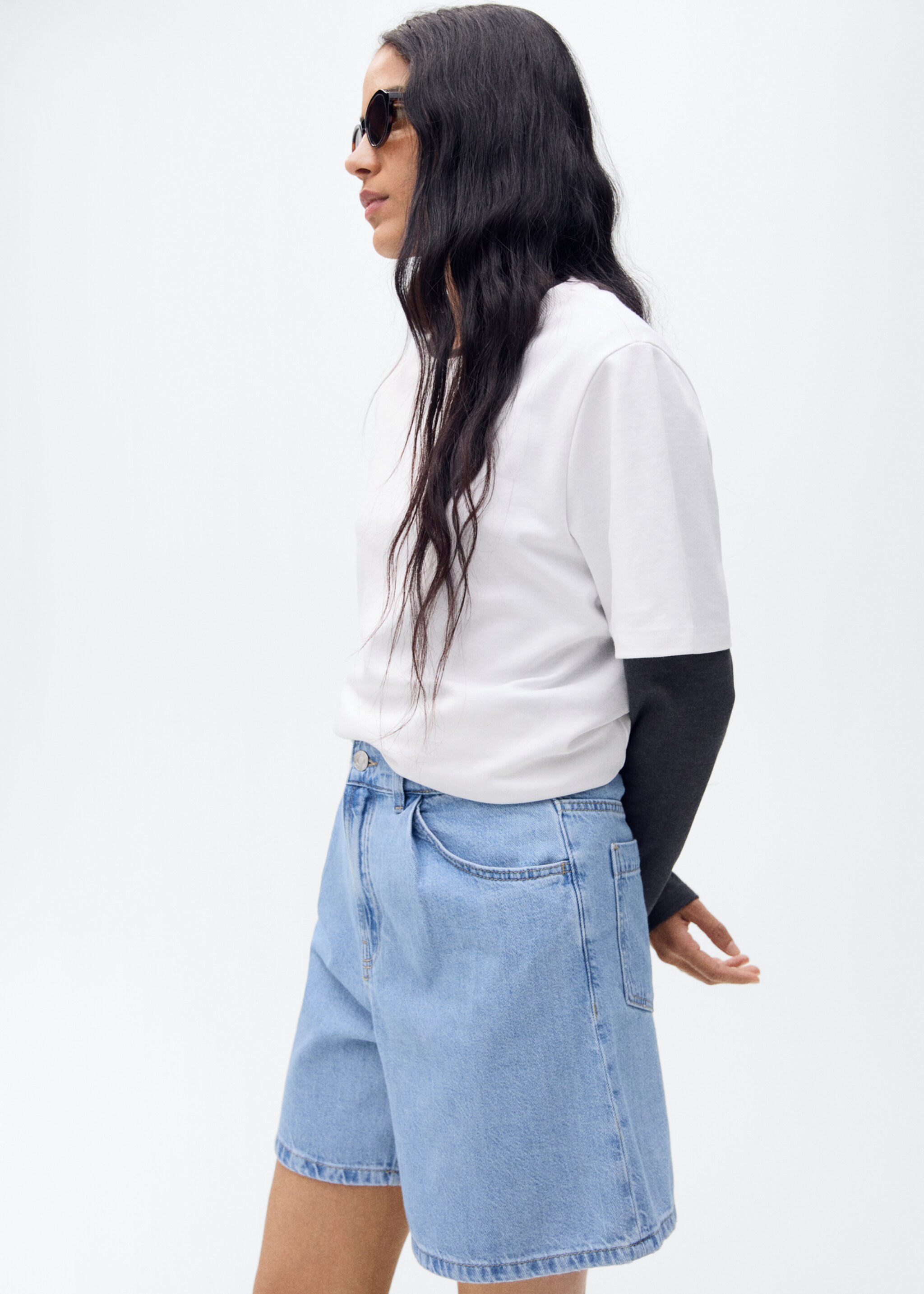Bermudas denim tiro alto pinzas - Detalle del artículo 1