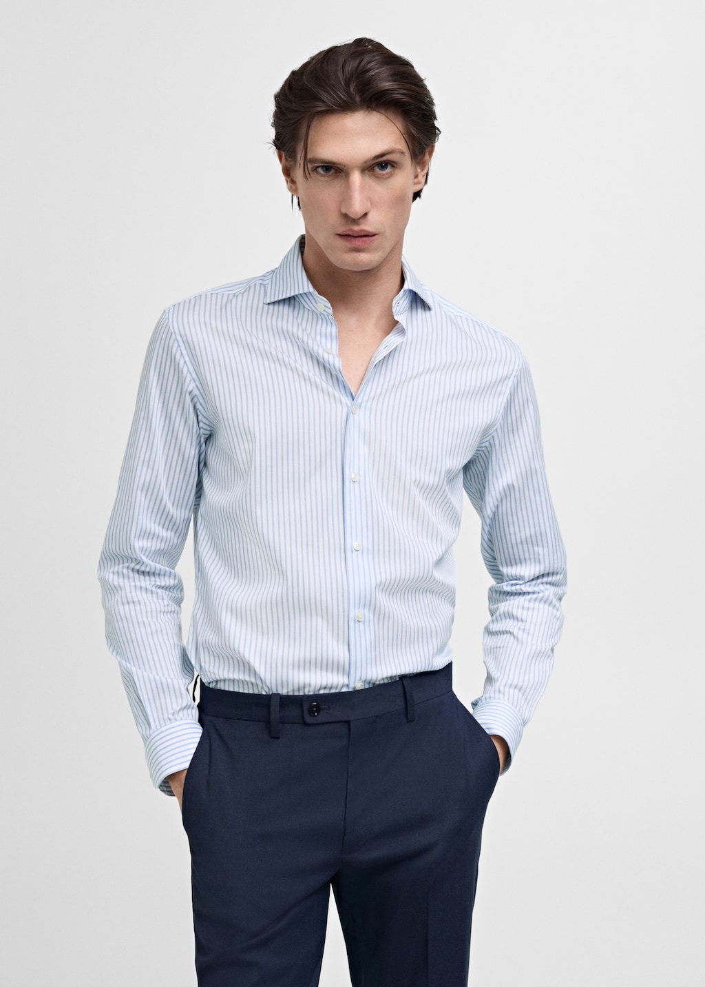 Slim fit cotton striped suit shirt Men MANGO Cameroon