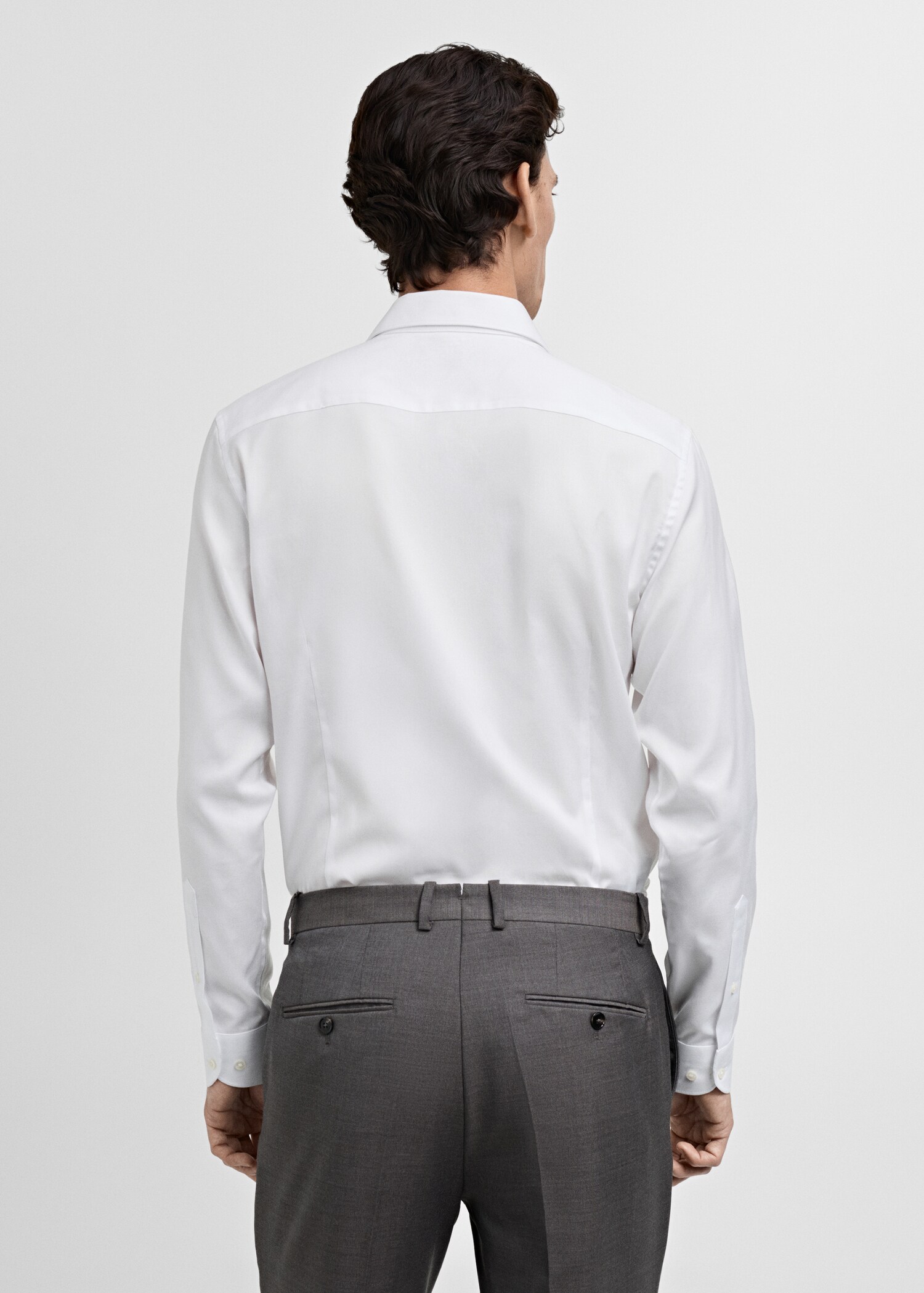 Костюмная рубашка slim fit из хлопка - Обратная сторона изделия