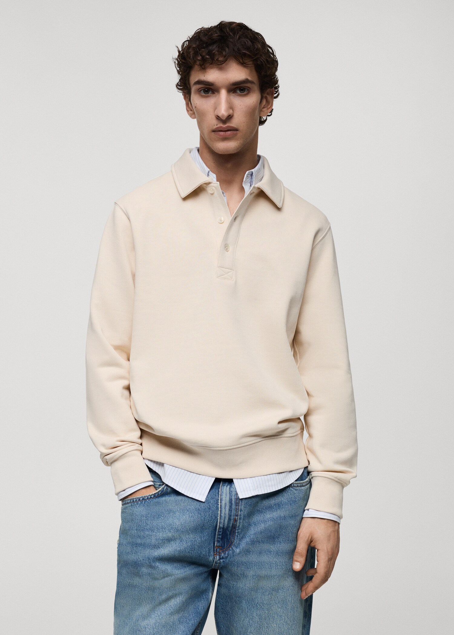 Brushed regular-fit polo sweatshirt - Medium plane