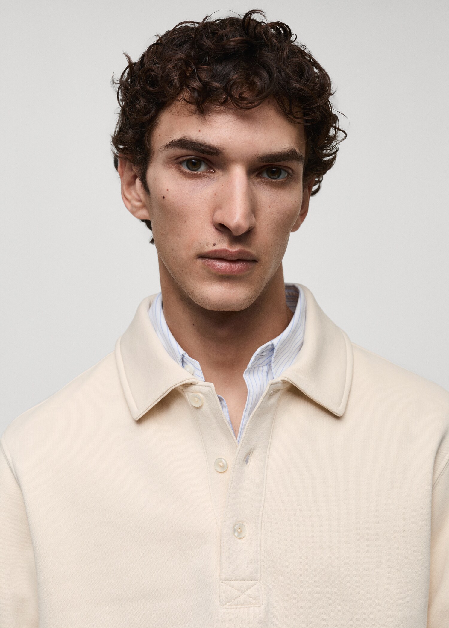Brushed regular-fit polo sweatshirt - Details of the article 1