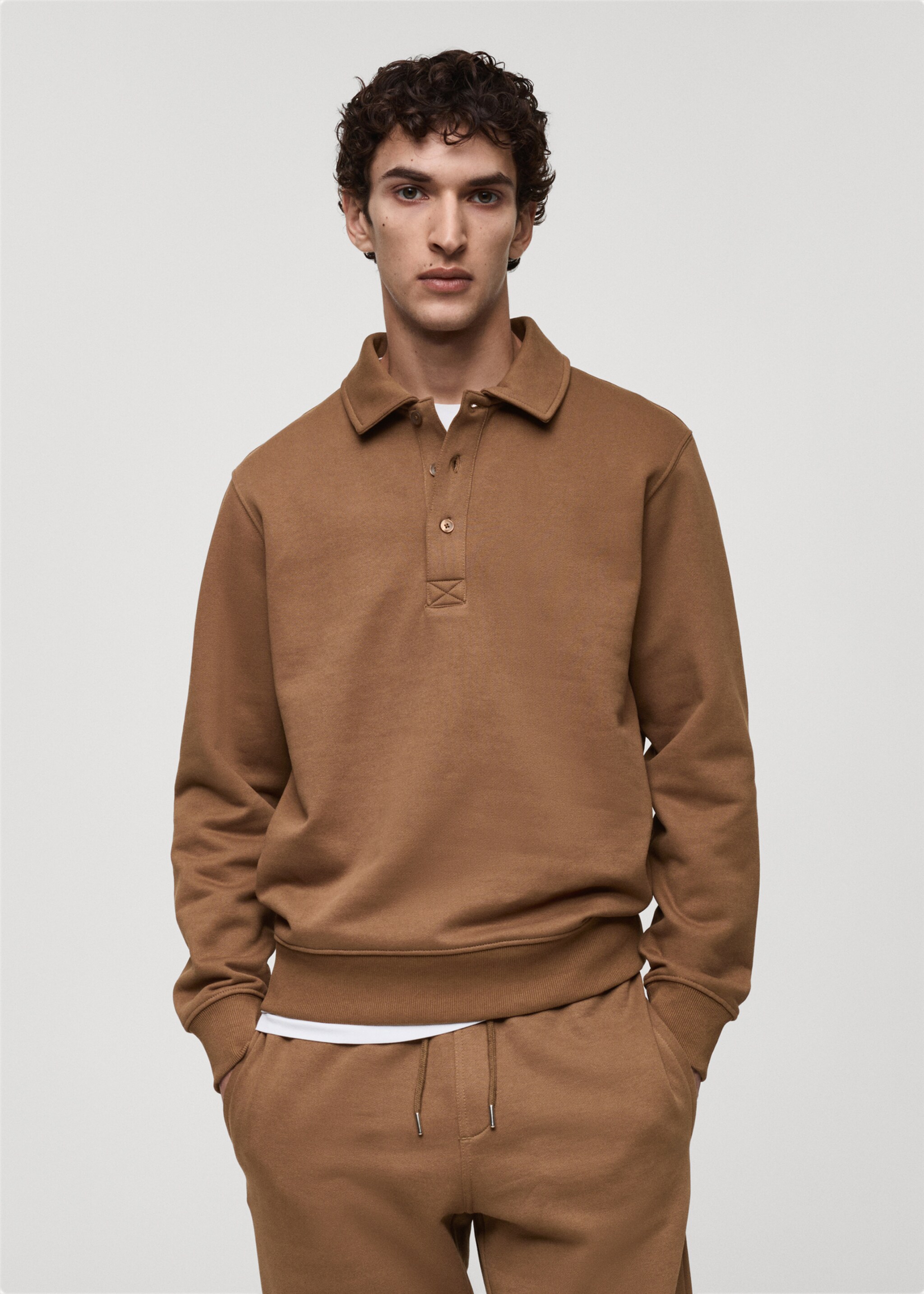 Brushed regular-fit polo sweatshirt - Medium plane