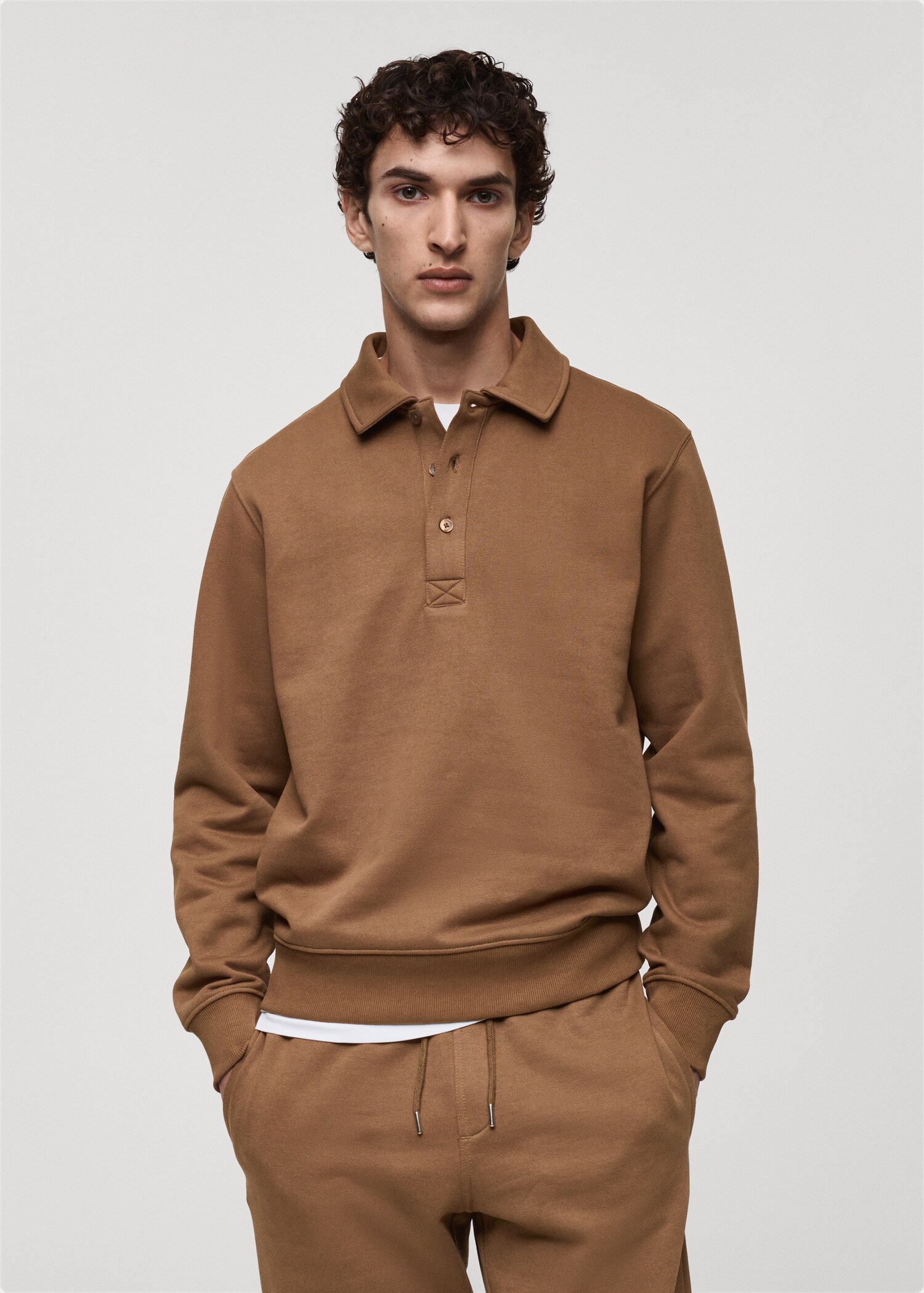 Brushed regular-fit polo sweatshirt - Medium plane