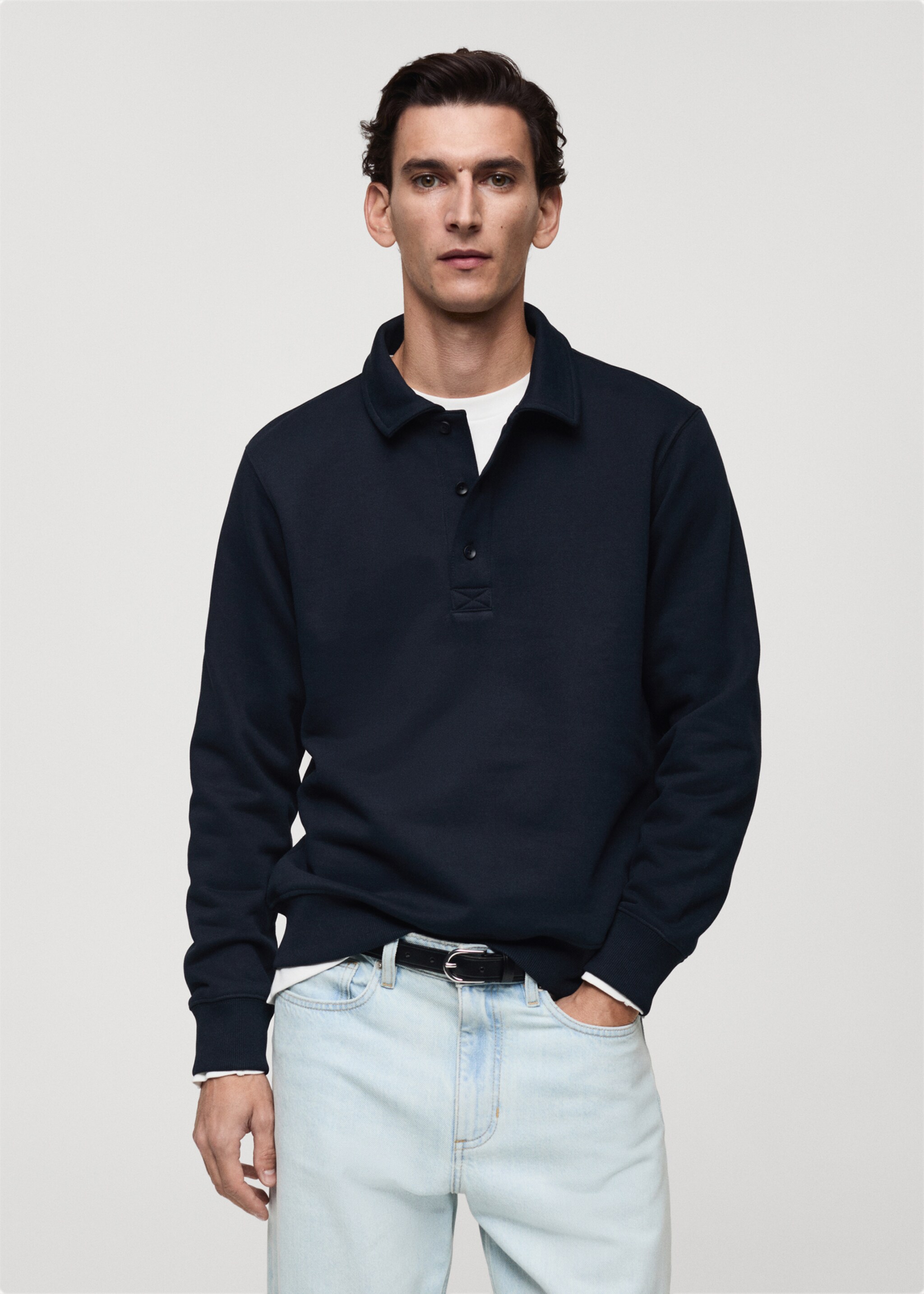 Brushed regular-fit polo sweatshirt - Medium plane