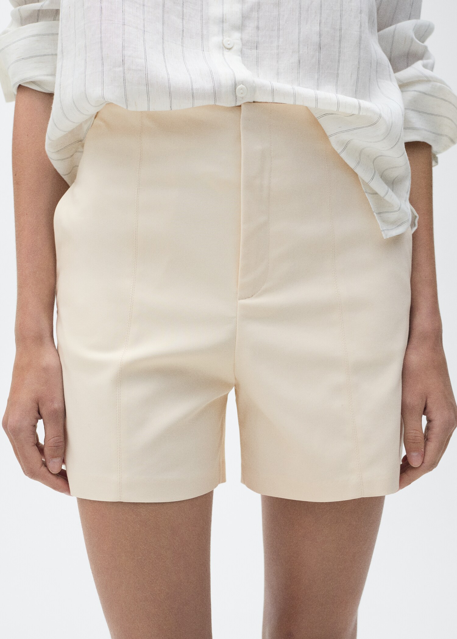 High-waisted cotton shorts - Medium plane