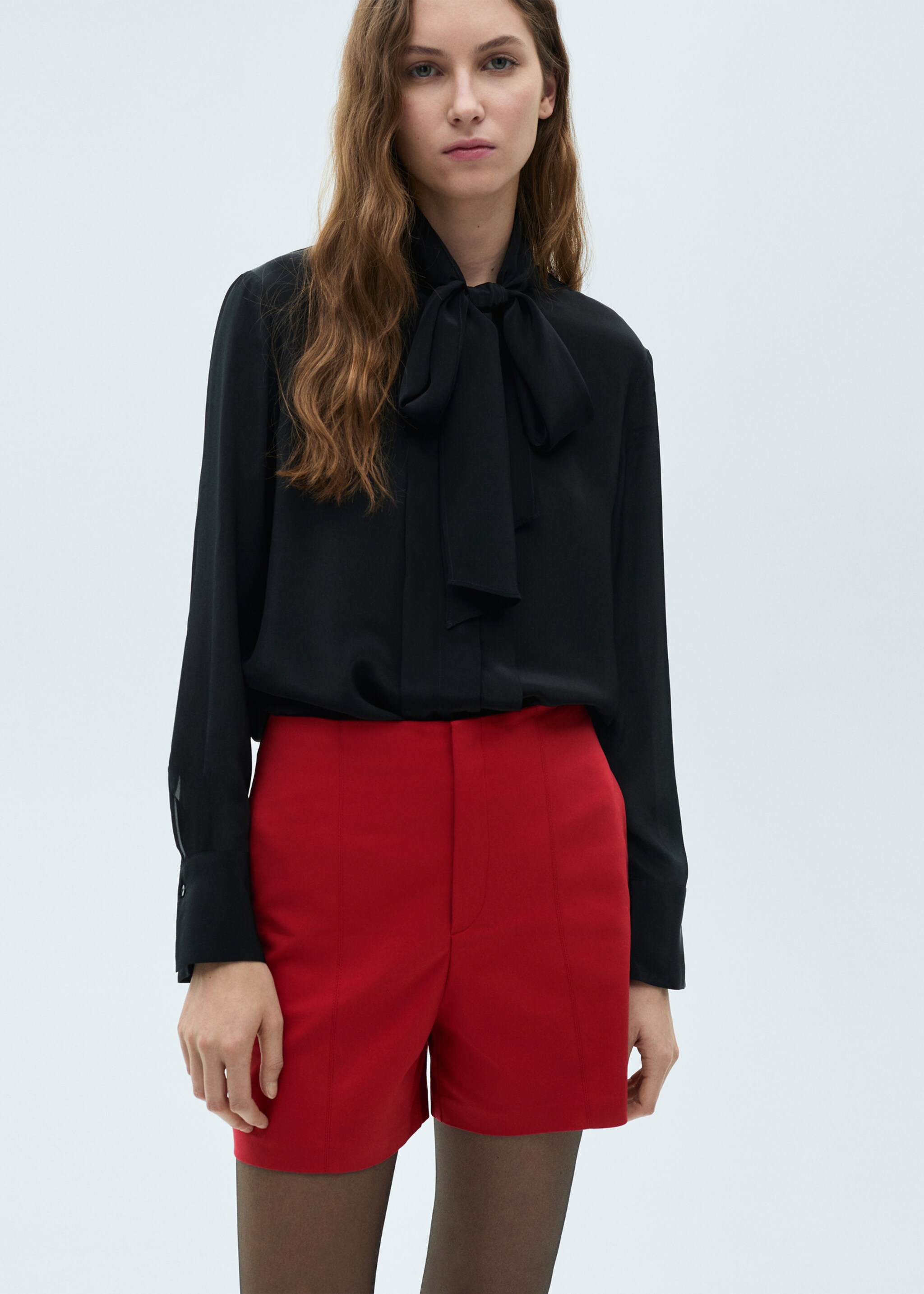 High-waisted cotton shorts - Medium plane