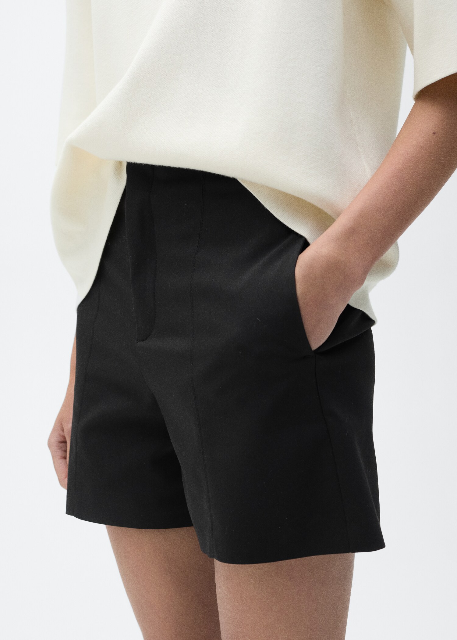 High-waisted cotton shorts - Medium plane