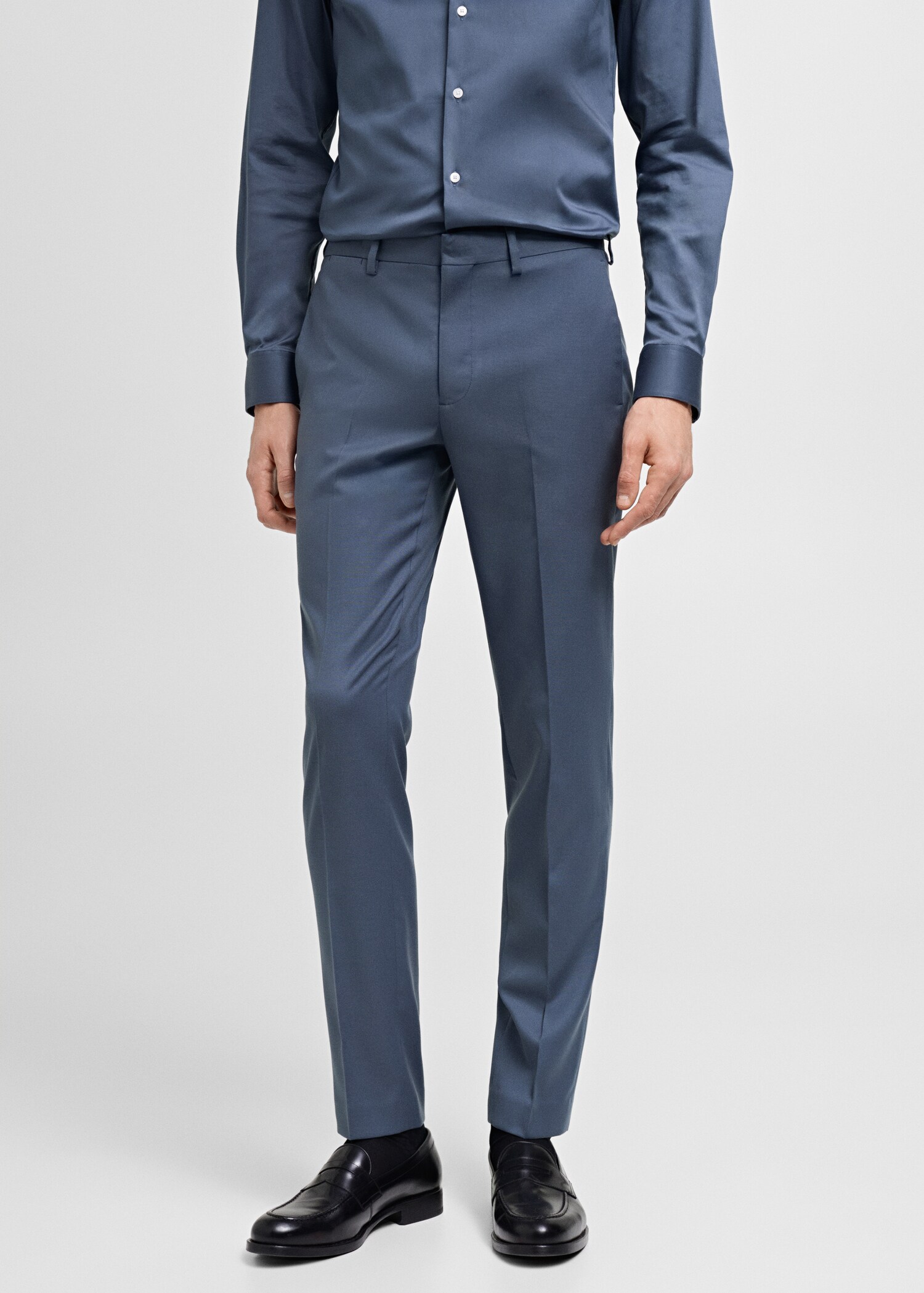 Stretch fabric super slim-fit suit trousers - Medium plane