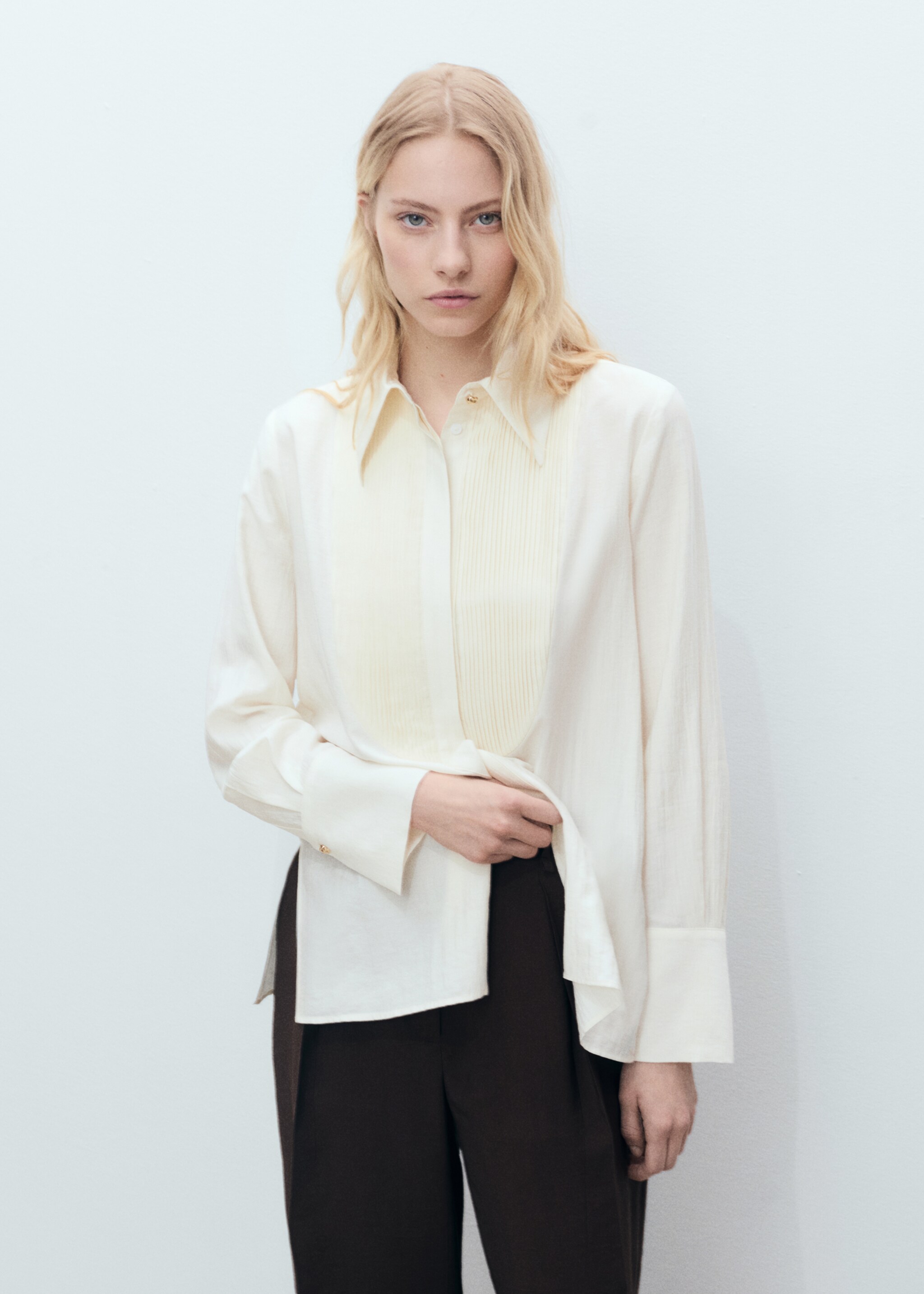 Chemise fluide empiècement contrastant - Plan moyen