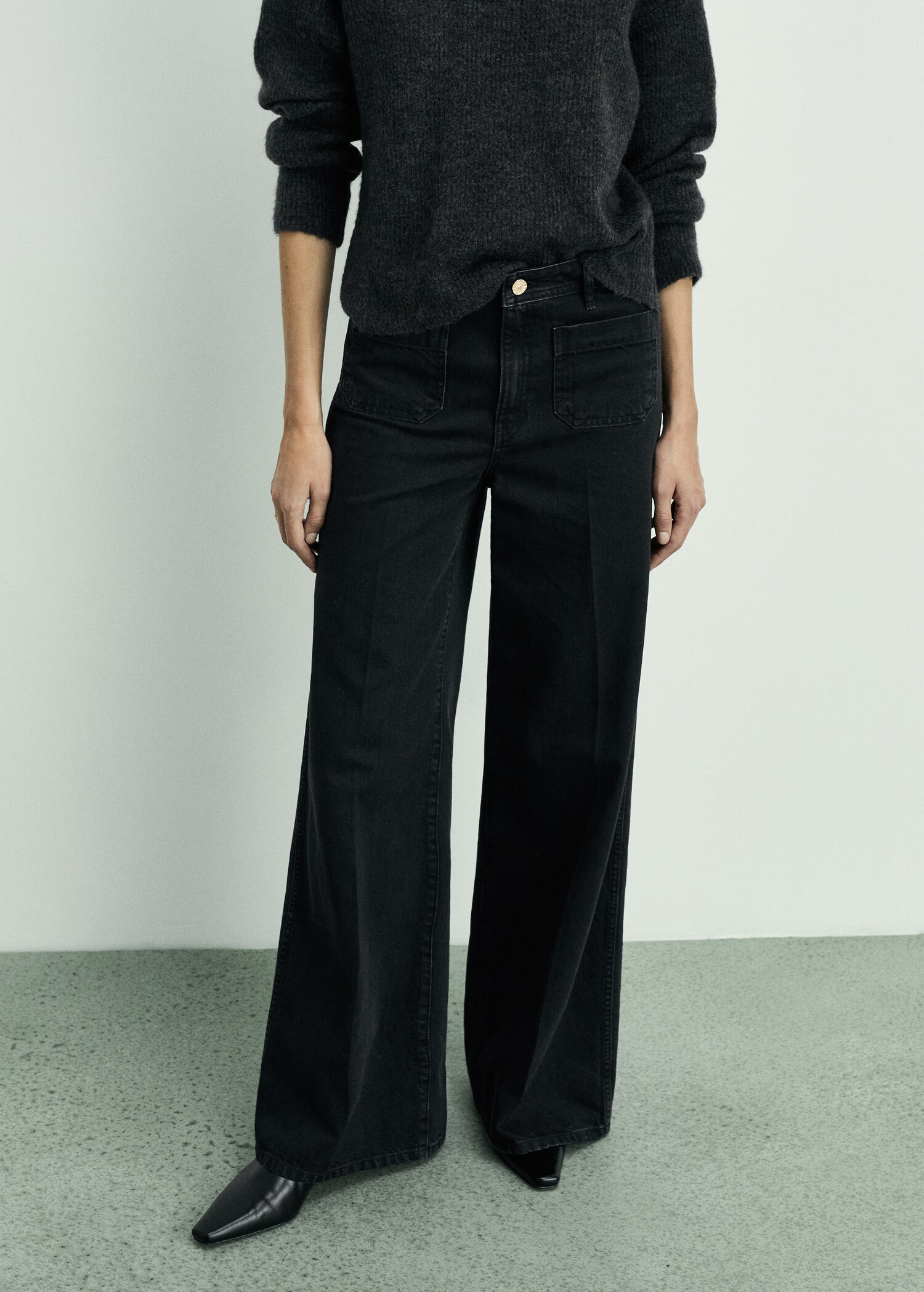 Wideleg-Jeans mit Taschen - Mittlere Ansicht