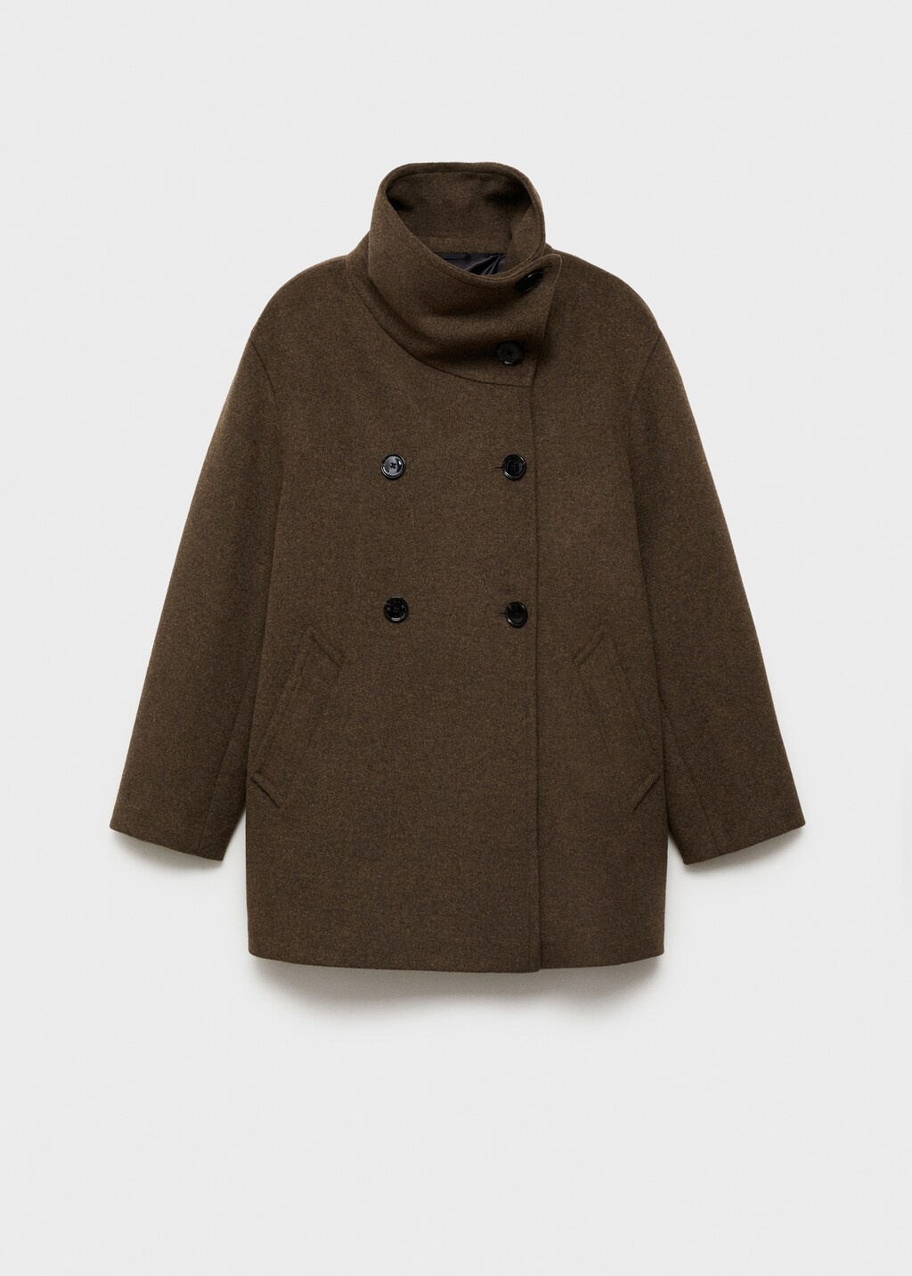 Midi wool coat with wraparound collar - Women | MANGO USA Midi wool coat with wraparound collar - Women | MANGO USA