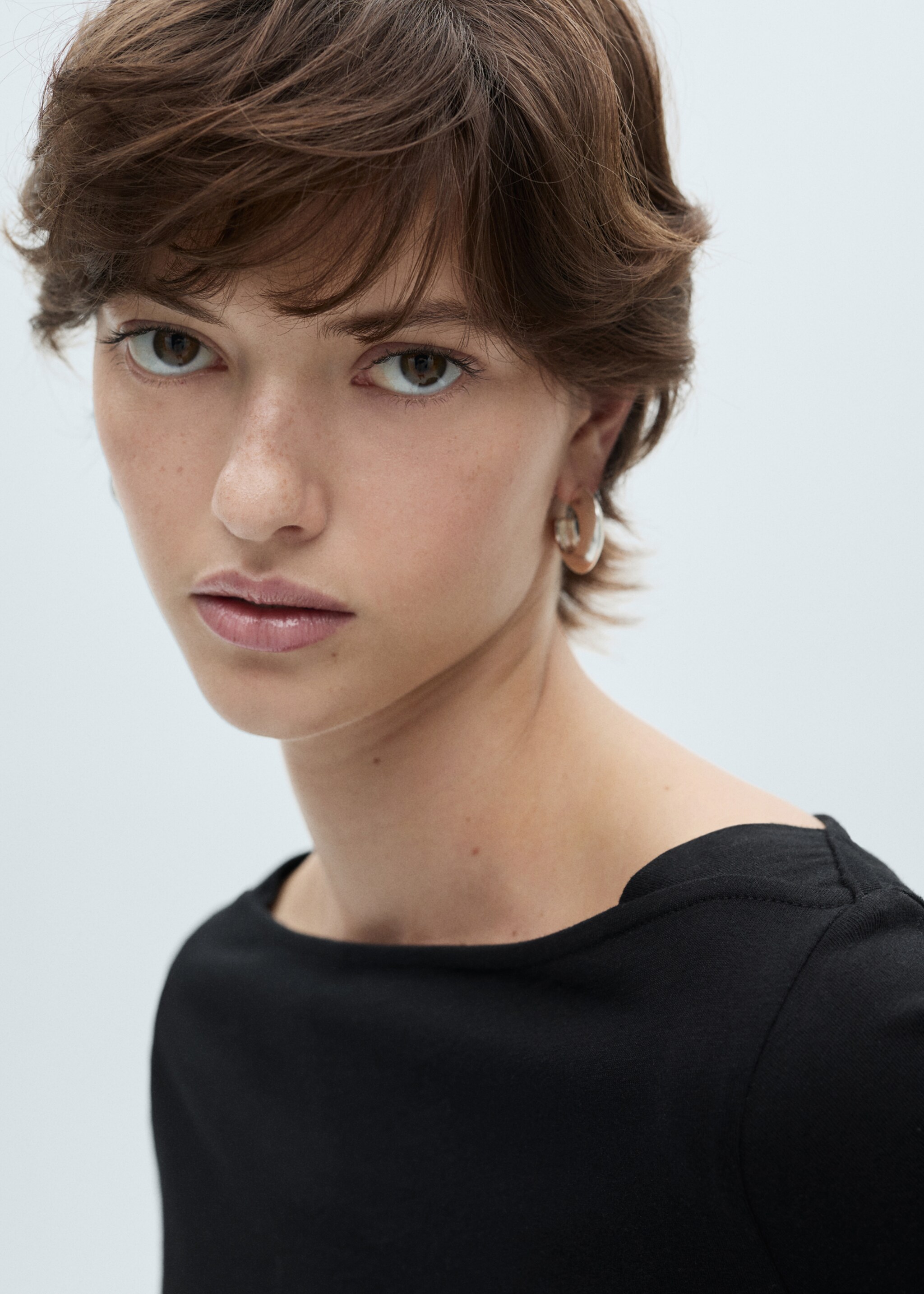 Cotton boat neck t-shirt - Details of the article 1