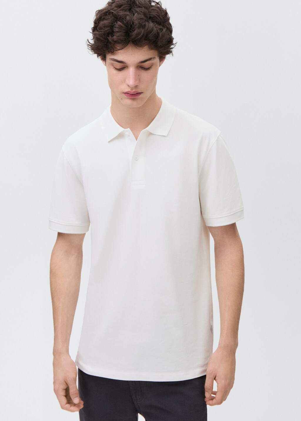 トップス Pique Polo Knit Top white Cotton Piqué Polo Shirt