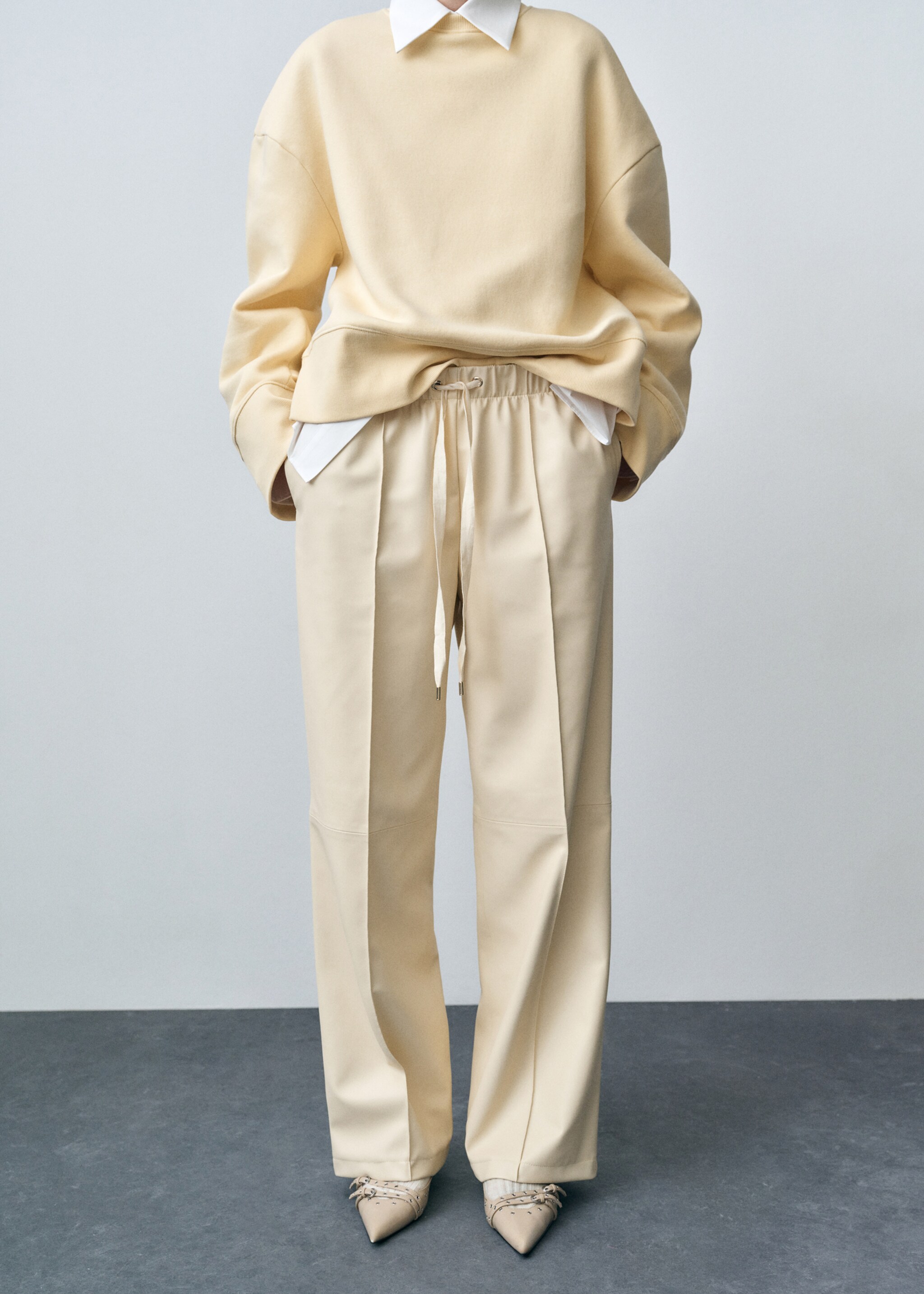 Wide leg leather-effect trousers - Medium plane