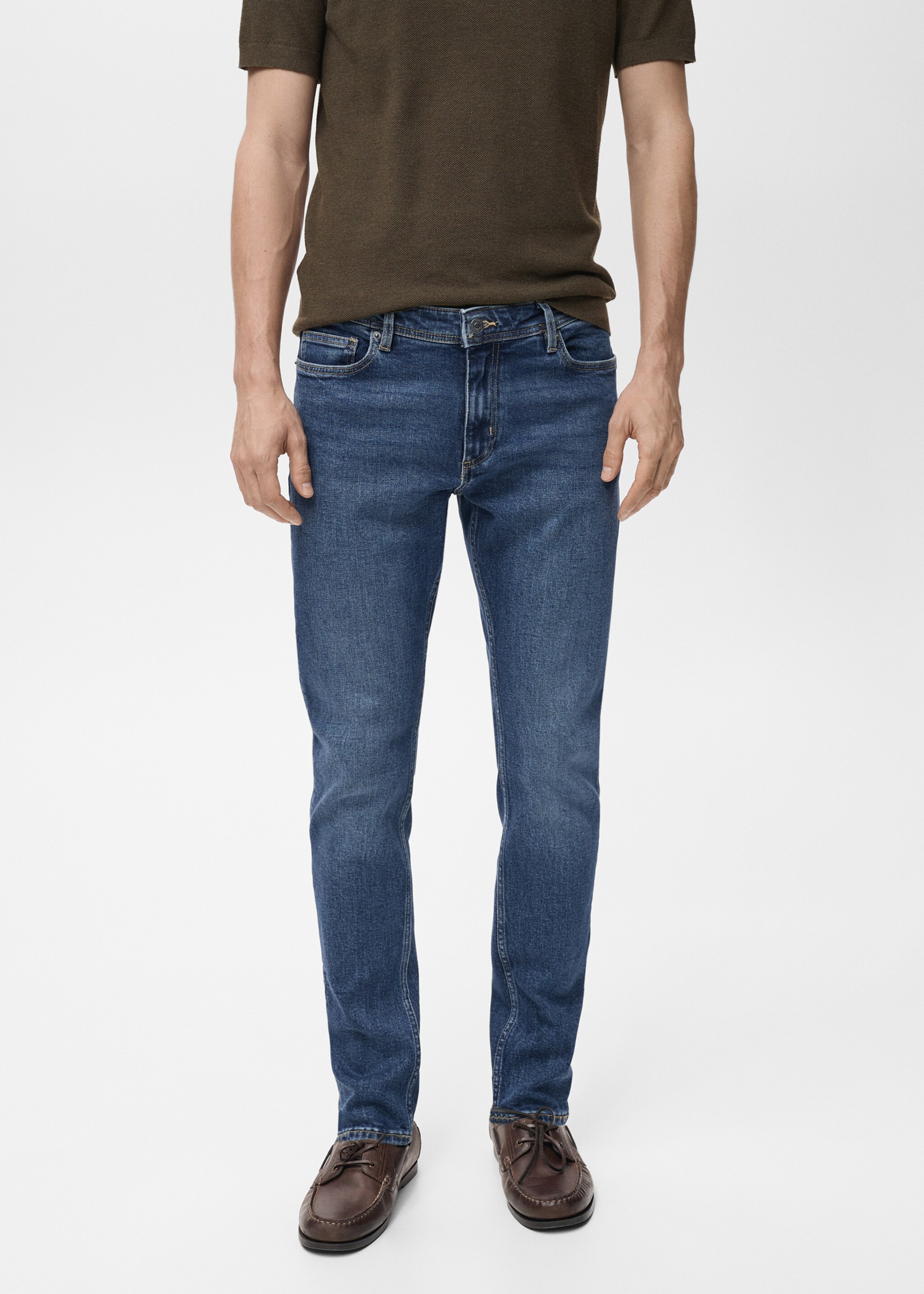 Slim Fit-Jeans Jan im Used-Look mit dunkler Waschung - Mittlere Ansicht