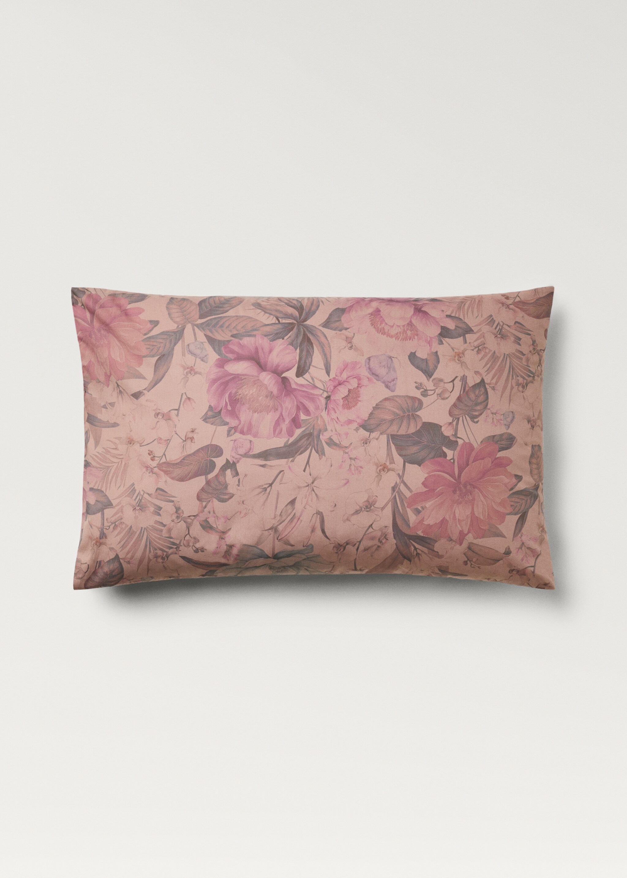 Two cotton percale multi-coloured floral-print pillowcases 50x75 cm - Article without model