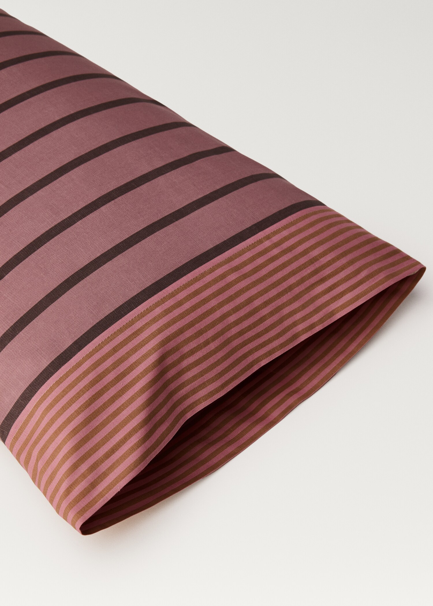 Taie d'oreiller en percale de coton à rayures multicolores 45x110 cm - Détail de l'article 2
