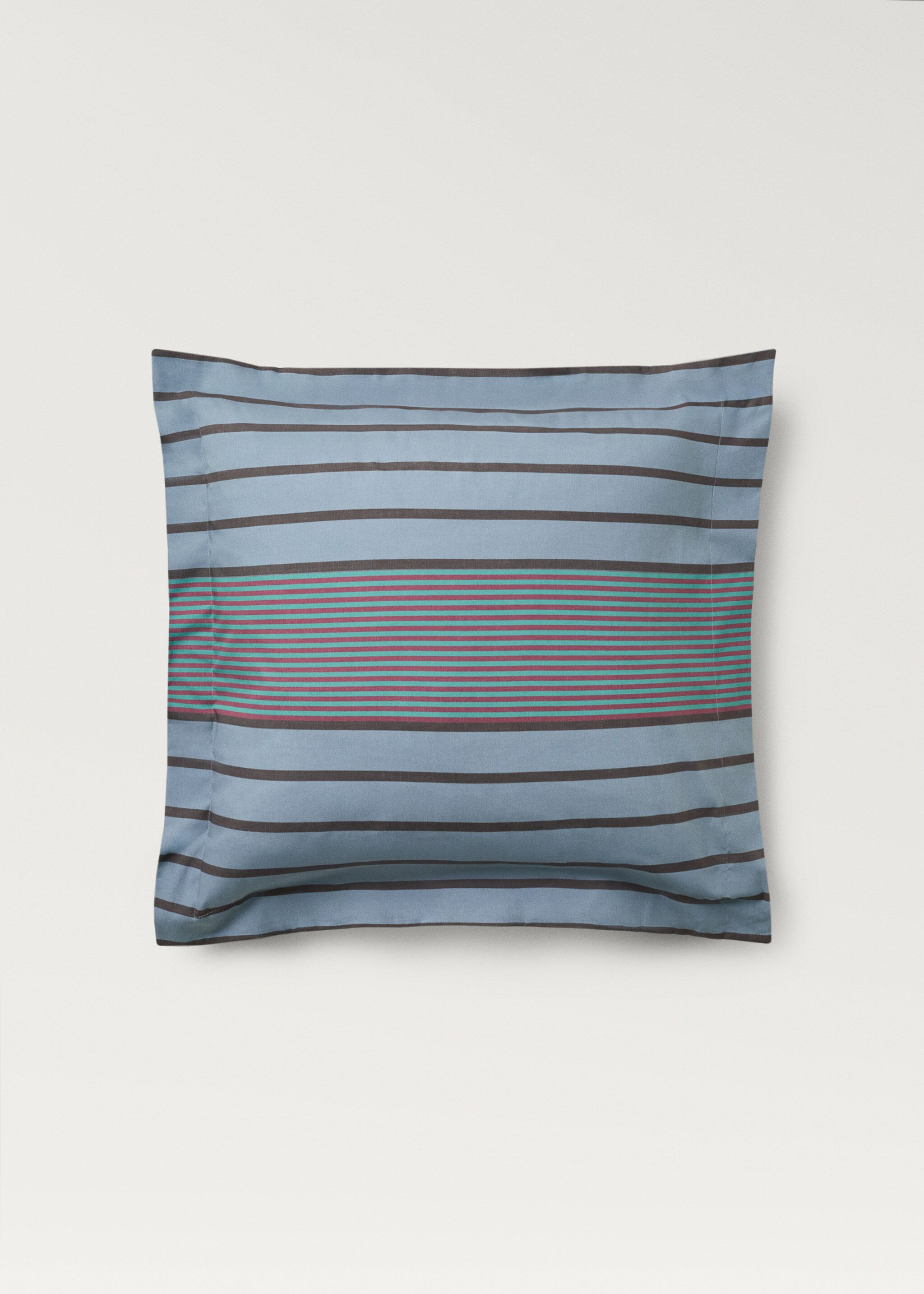 To putetrekk i bomullsperkal med flerfargede striper, 60x60 cm - Artikkel uten modell, Havgrønn. Ref: 87022939-00.
