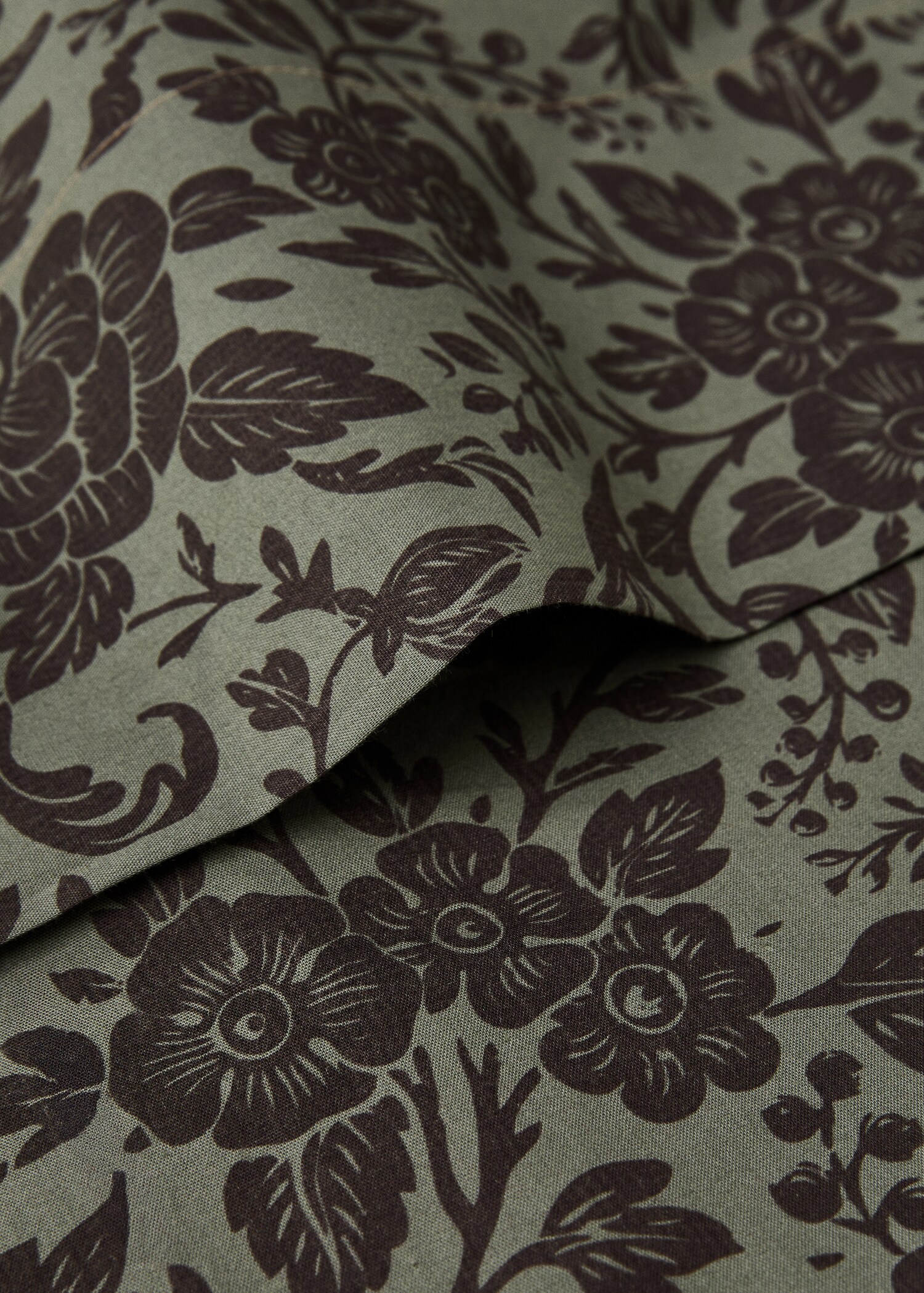 Cotton percale printed two-tone floral top sheet for 135 cm bed - Details of the article 1