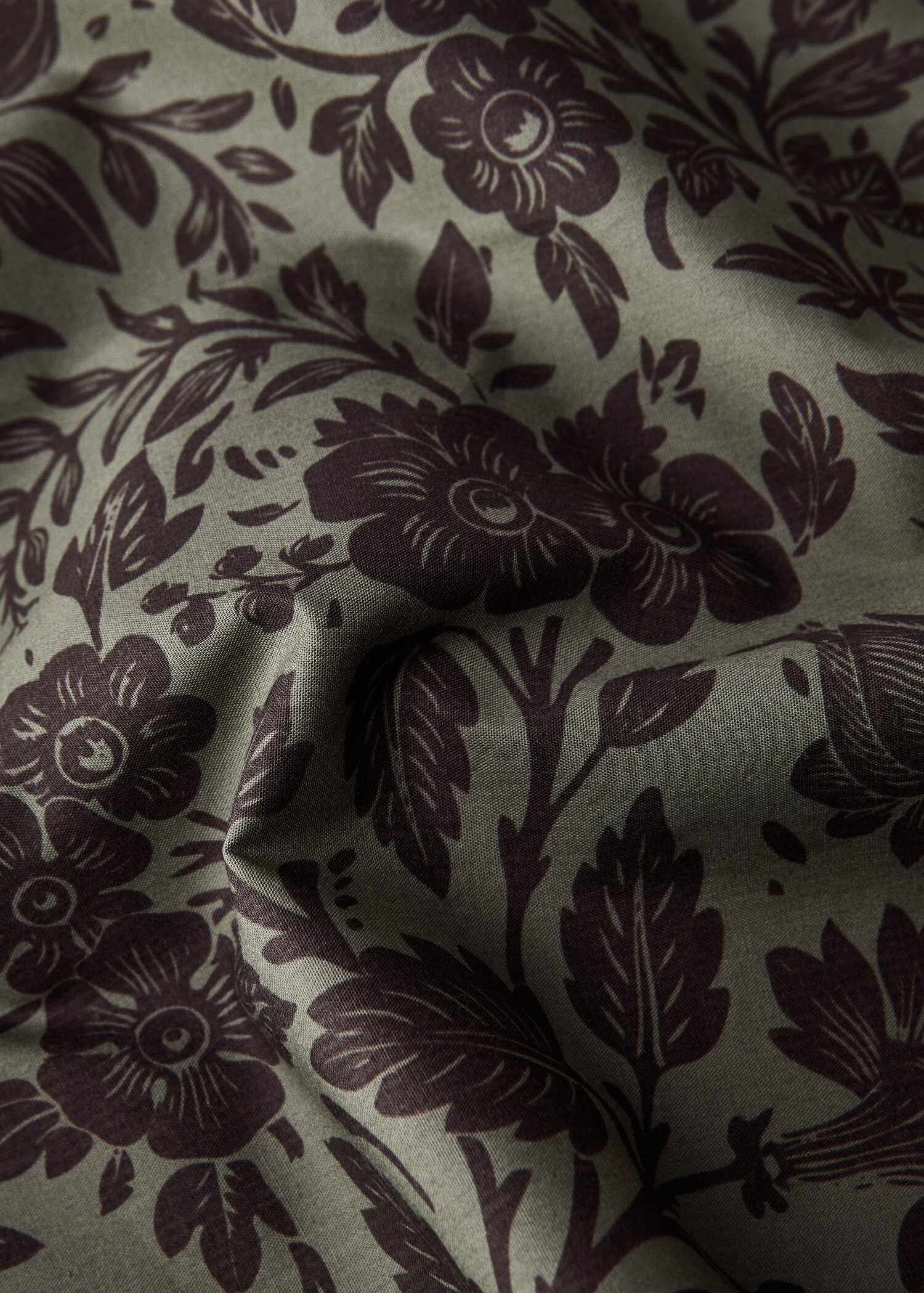 Cotton percale printed two-tone floral top sheet for 135 cm bed - Details of the article 2