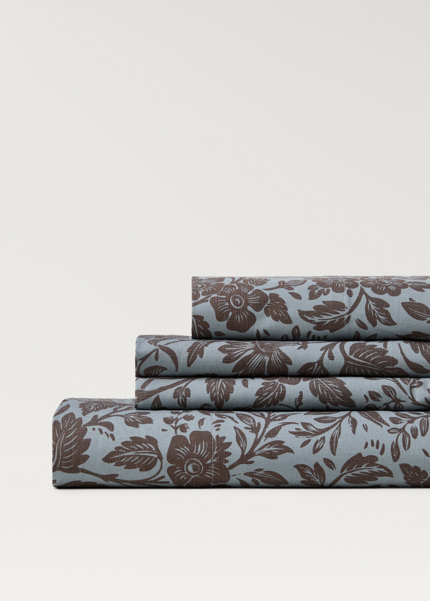 Percale cotton top sheet with two-tone printed flower for 135/140 cm bed - Details of the article 2