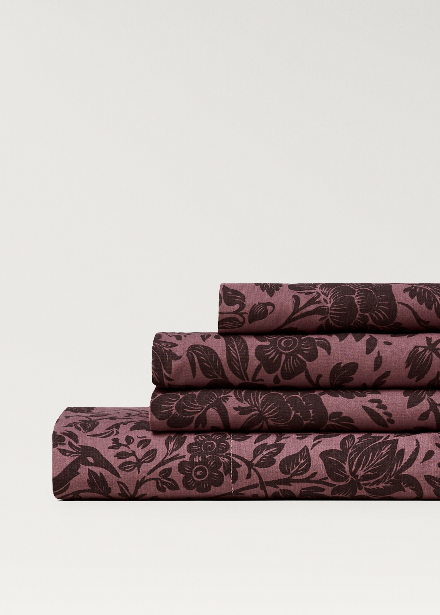 Percale cotton top sheet with two-tone printed flower for 135/140 cm bed - Details of the article 3
