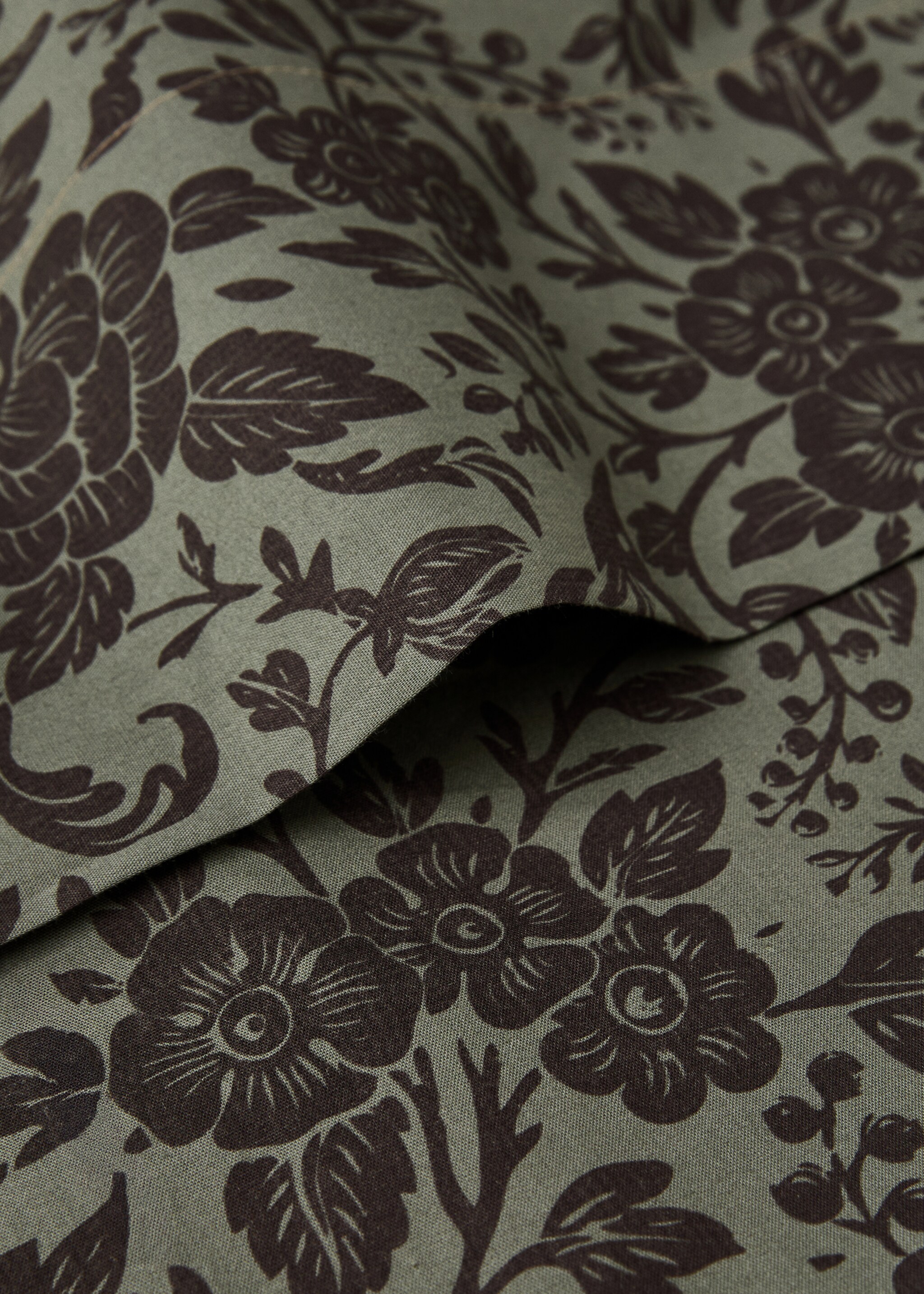 Sábana encimera algodón percal estampado flor bicolor cama 150/160 cm - Detalle del artículo 1