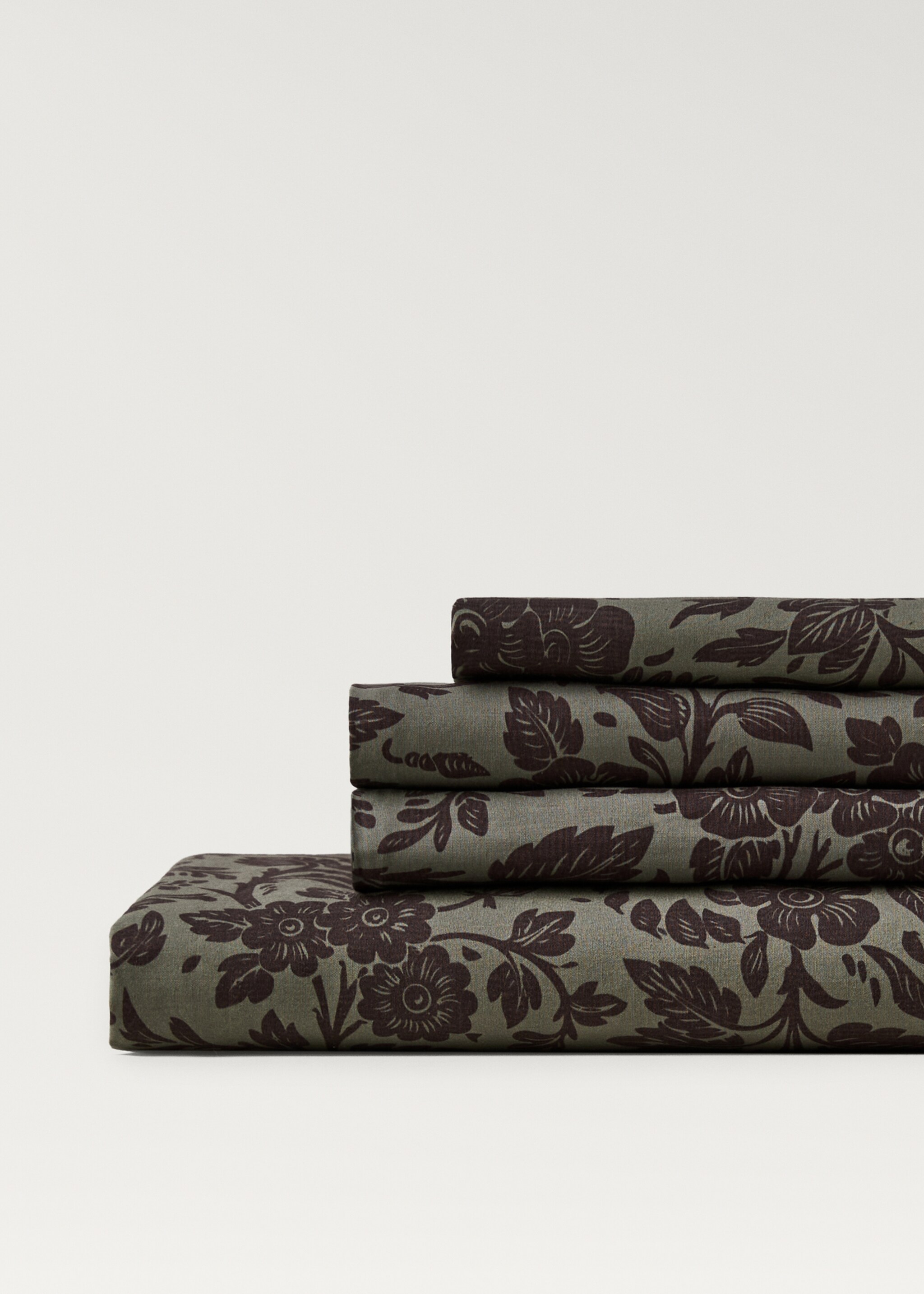 Sábana encimera algodón percal estampado flor bicolor cama 150/160 cm - Detalle del artículo 3