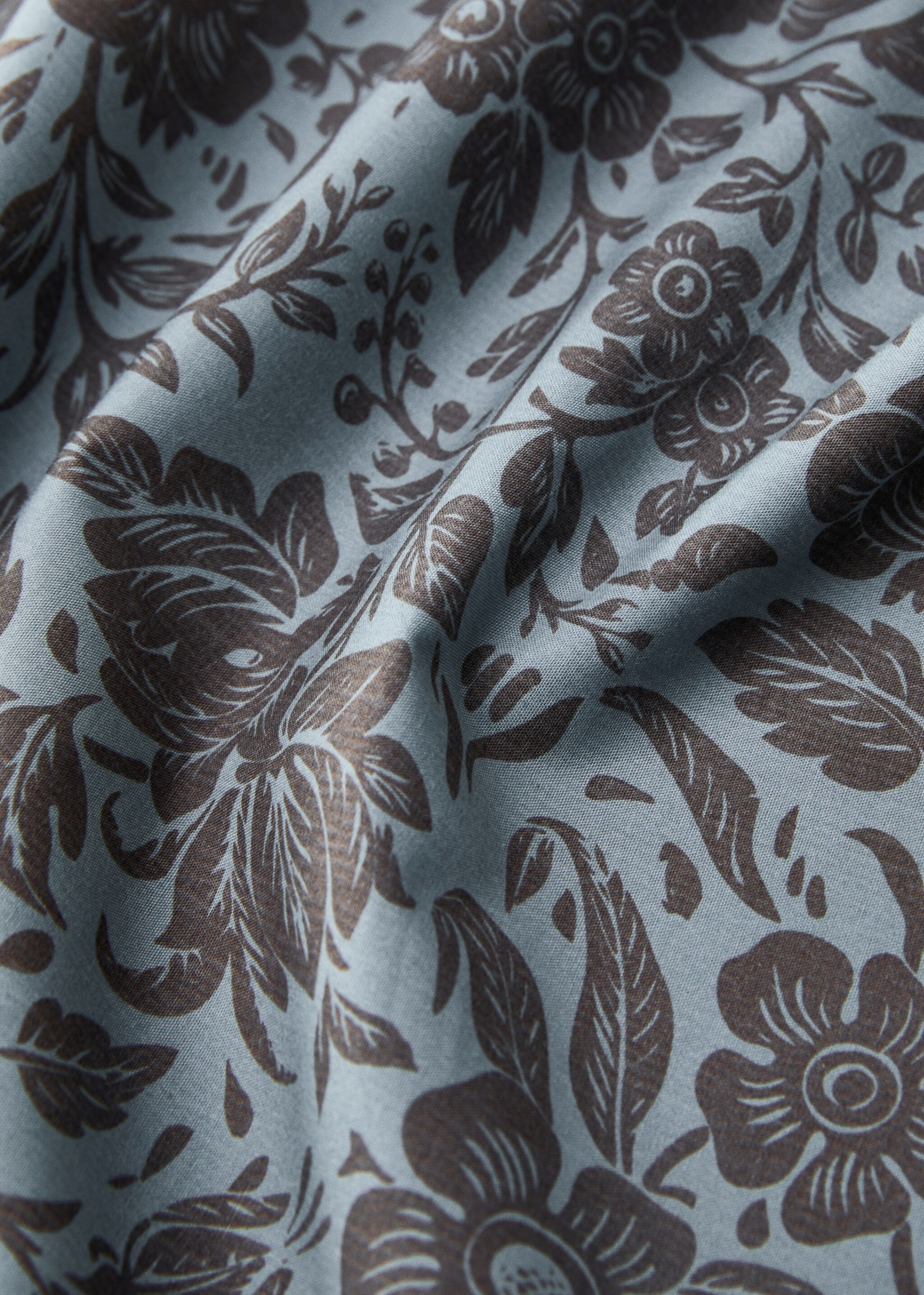 Cotton percale printed two-tone floral top sheet for 150/160 cm bed - Details of the article 3