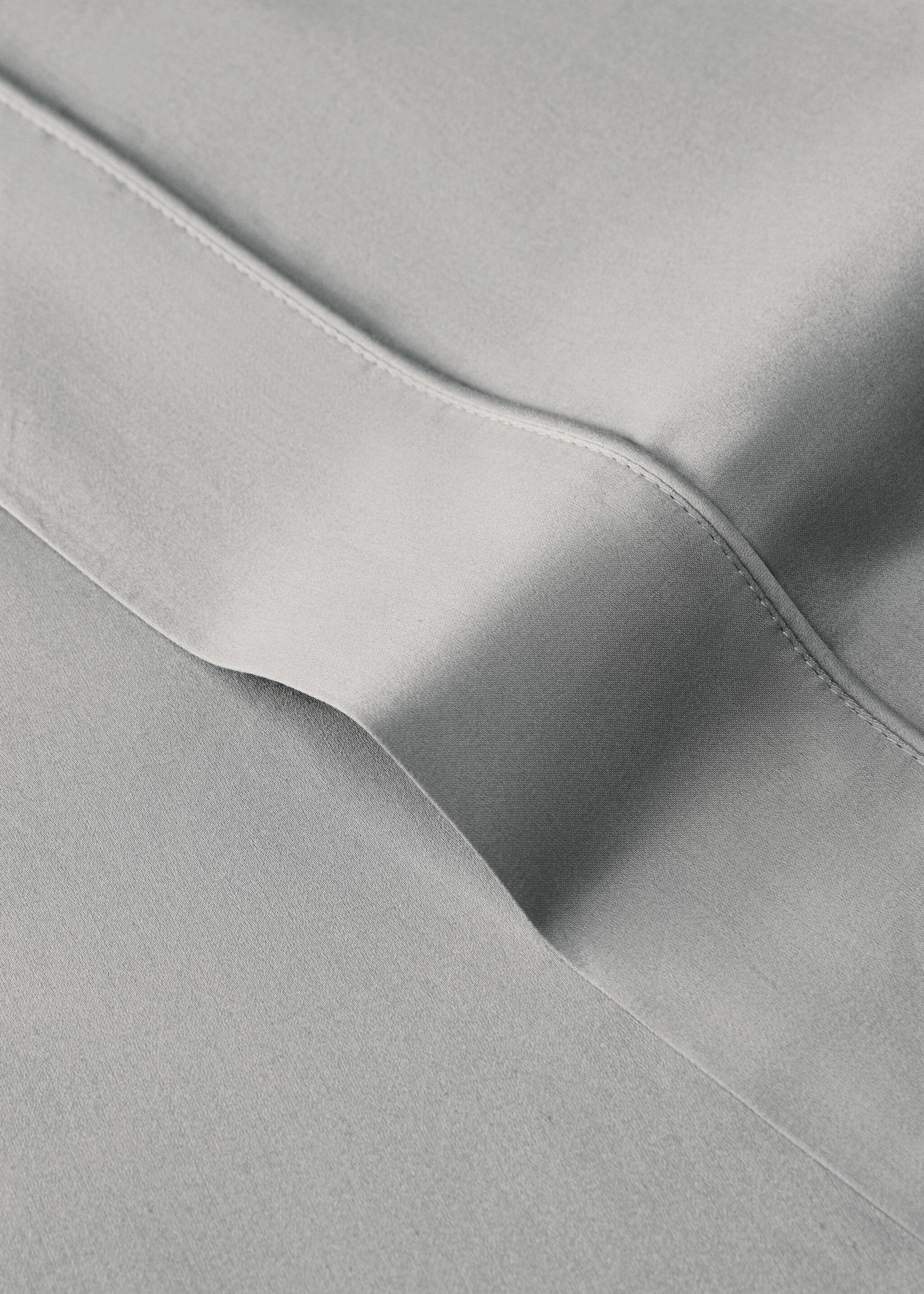 600 threads washed cotton flat sheet Single bed - Details of the article 1, Light/Pastel Grey. Ref: 87022956-00.