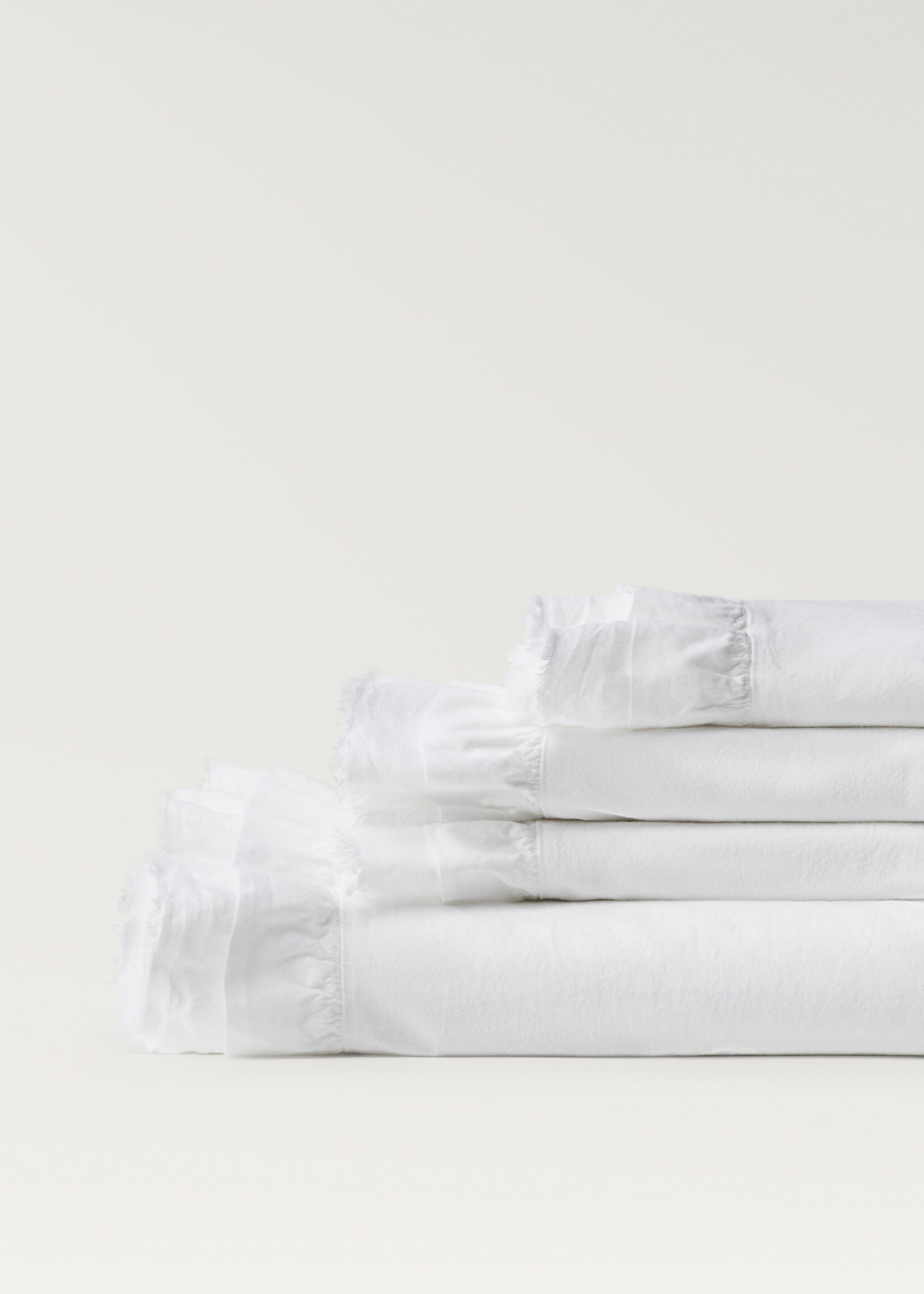 Ruffled washed cotton linen top sheet for 90 cm bed - Details of the article 1