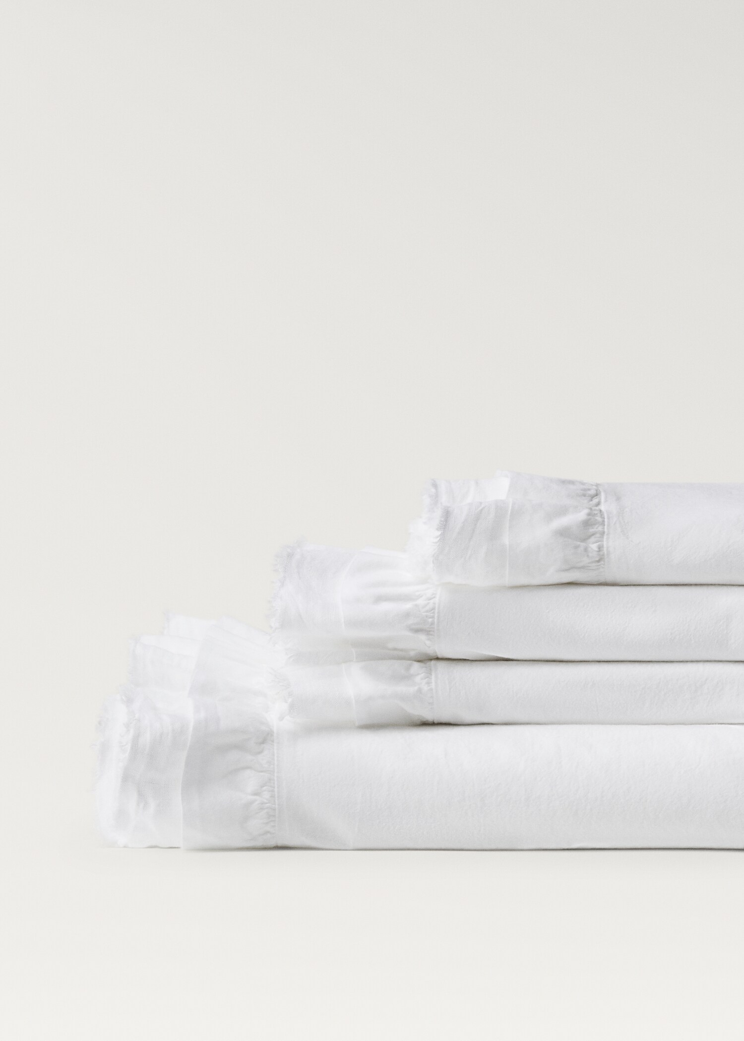 Ruffled washed cotton linen top sheet for 150/160 cm bed - Details of the article 1